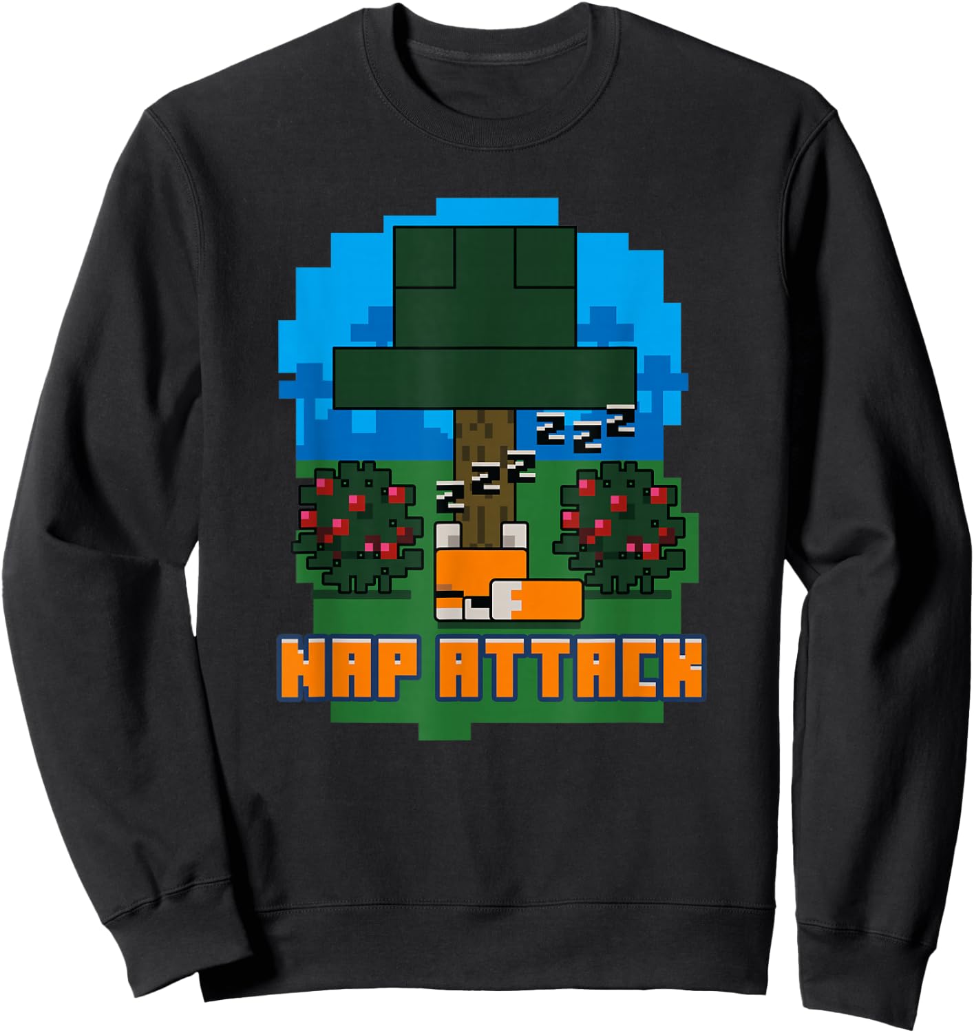 Minecraft Fox Sleeping Nap Attack Poster Sweatshirt - Sweatshirt | Black