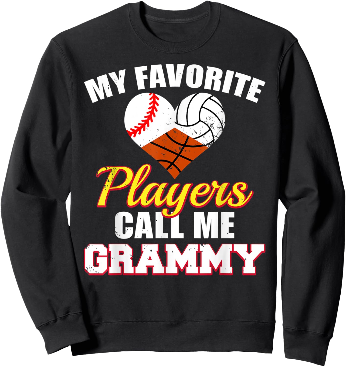 My Favorite Players Baseball Volleyball Basketball Grammy Sweatshirt - Sweatshirt | Black