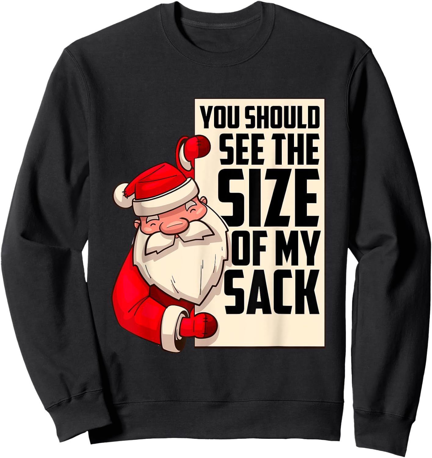 You Should See The Size of My Sack Funny Santa Christmas Sweatshirt - Sweatshirt | Black