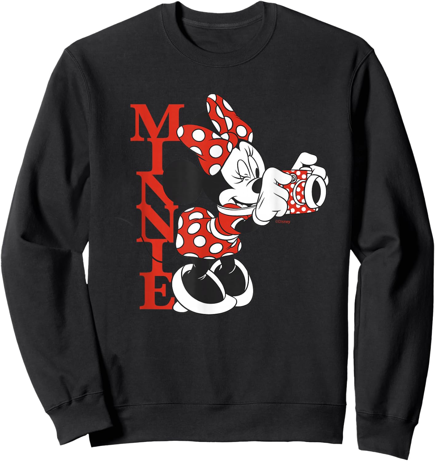 Disney Minnie Mouse with Camera Polka Dot Day Vintage Sweatshirt - Sweatshirt | Black