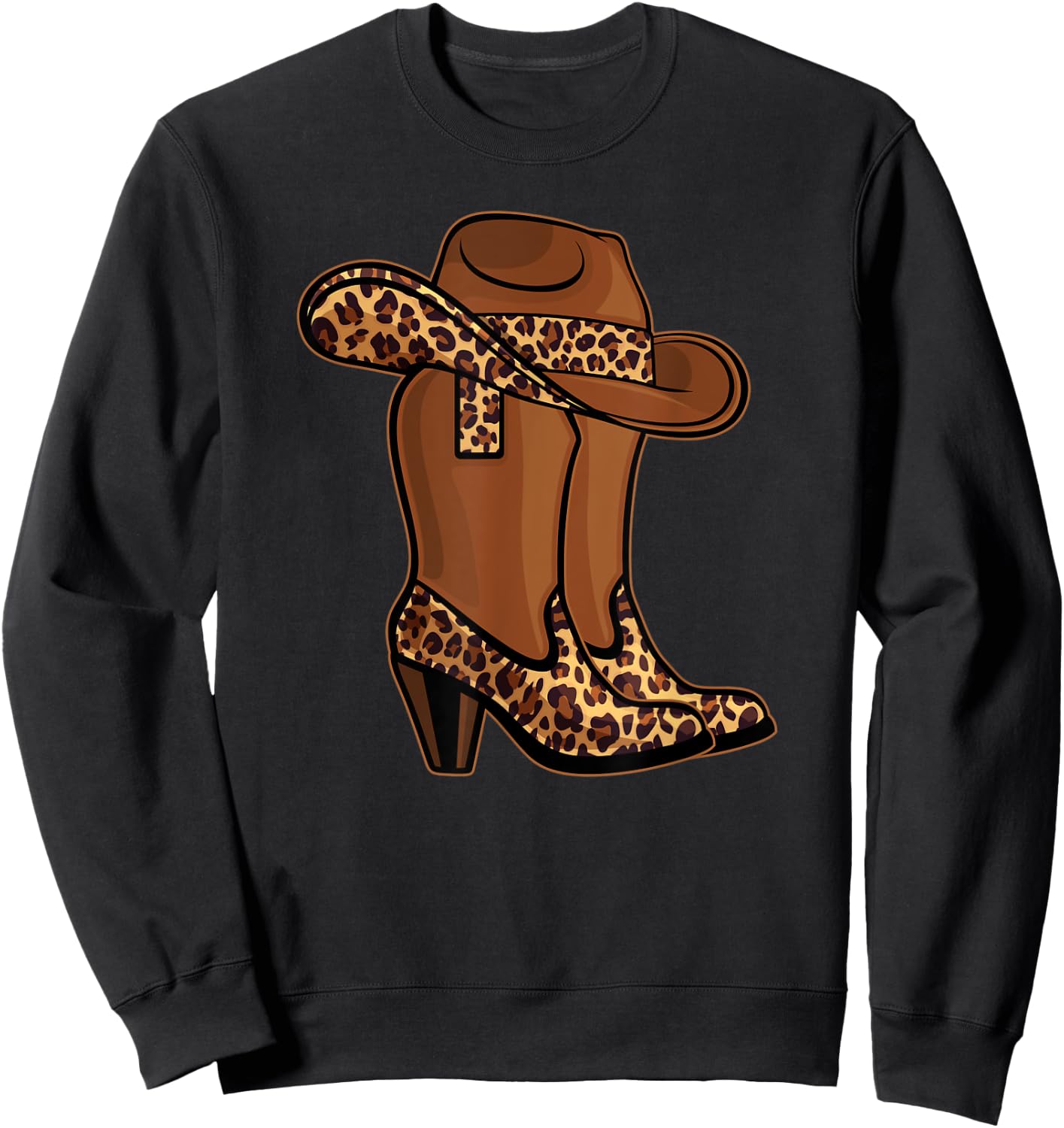 Cowgirl Boots and Hat leopard print Sweatshirt - Sweatshirt | Black