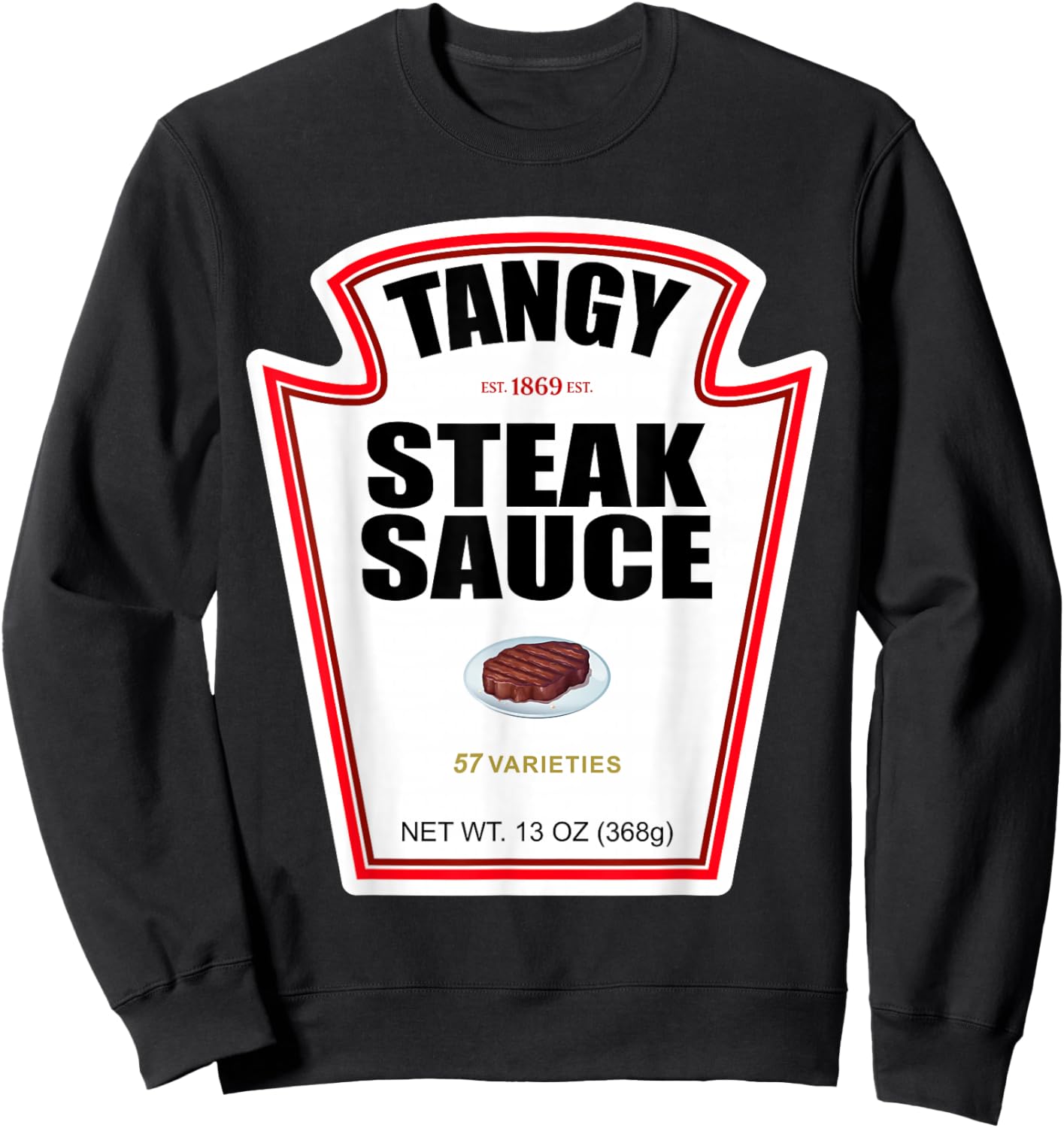 Steak Sauce Bottle Label Funny Halloween Costume Outfit Sweatshirt - Sweatshirt | Black