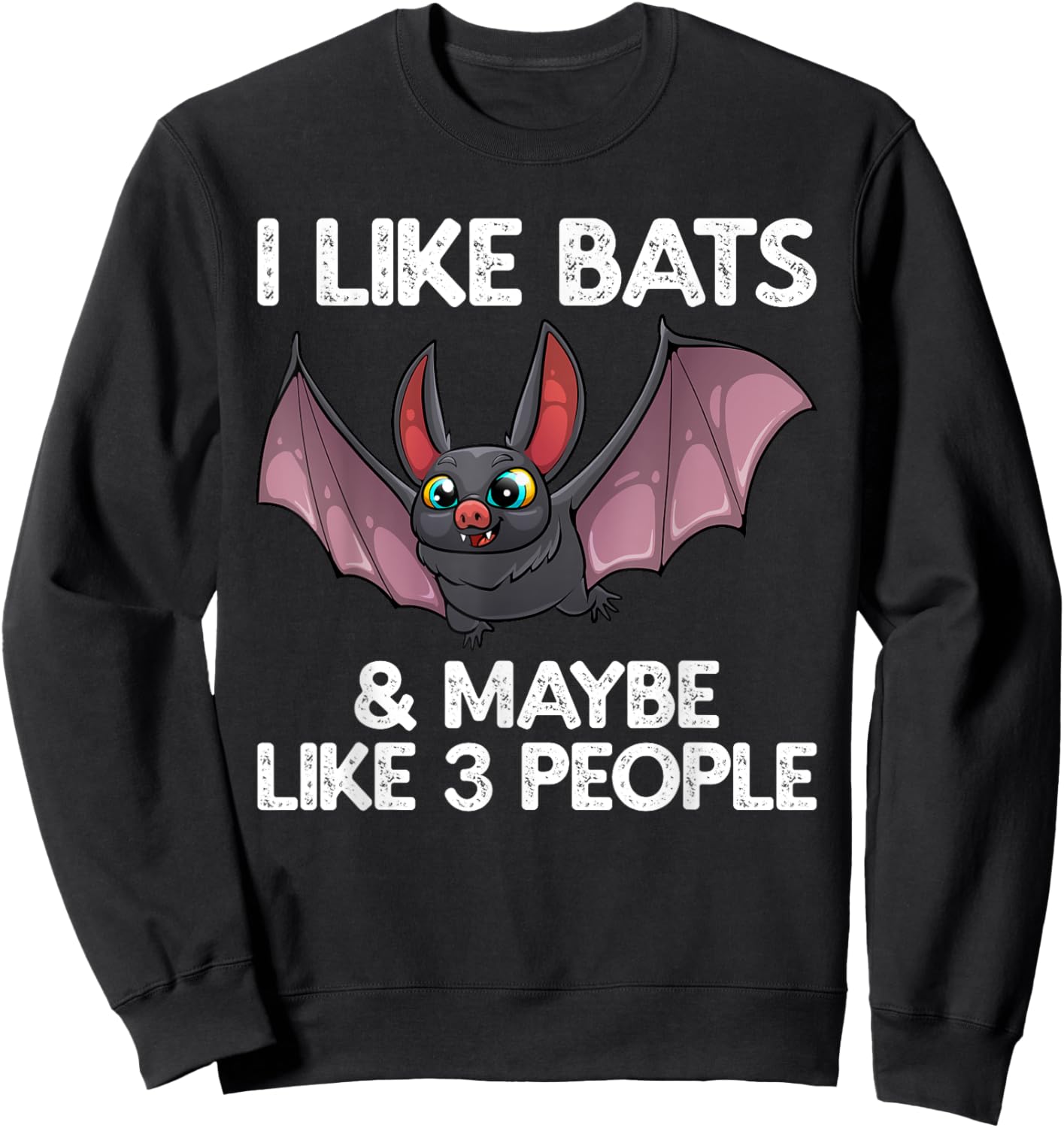 Cute Bat Art Women Nocturnal Bird Creature Bat Lover Sweatshirt - Sweatshirt | Black