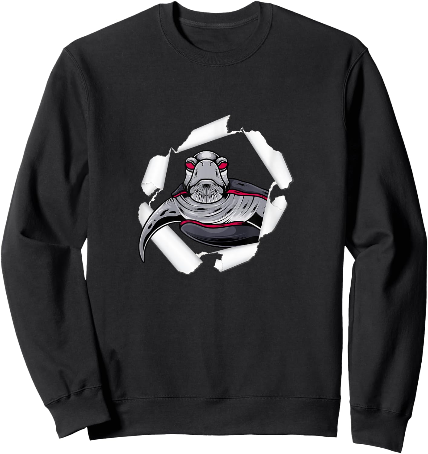 Ripped Turtle Sea Turtles Tortoise Beach Ocean Animal Women Kids Sweatshirt - Sweatshirt | Black