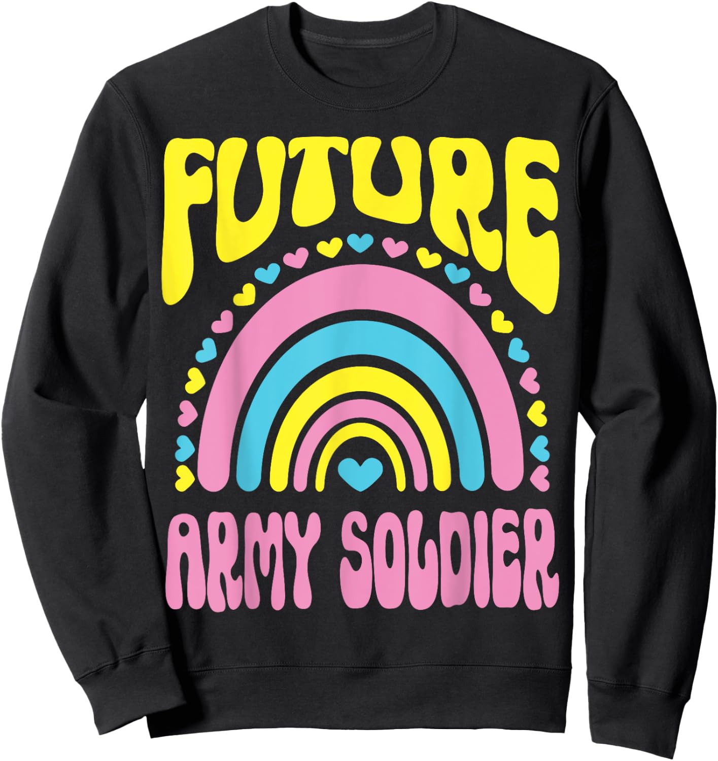 Future Army Soldier Bright Retro Rainbow Occupation Sweatshirt - Sweatshirt | Black