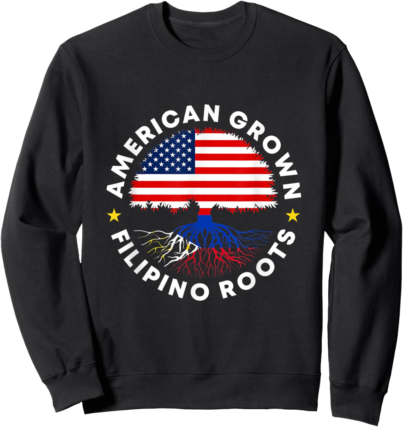 American Grown Filipino Roots Philippine US Flag Tree Pinoy Sweatshirt - Sweatshirt | Black