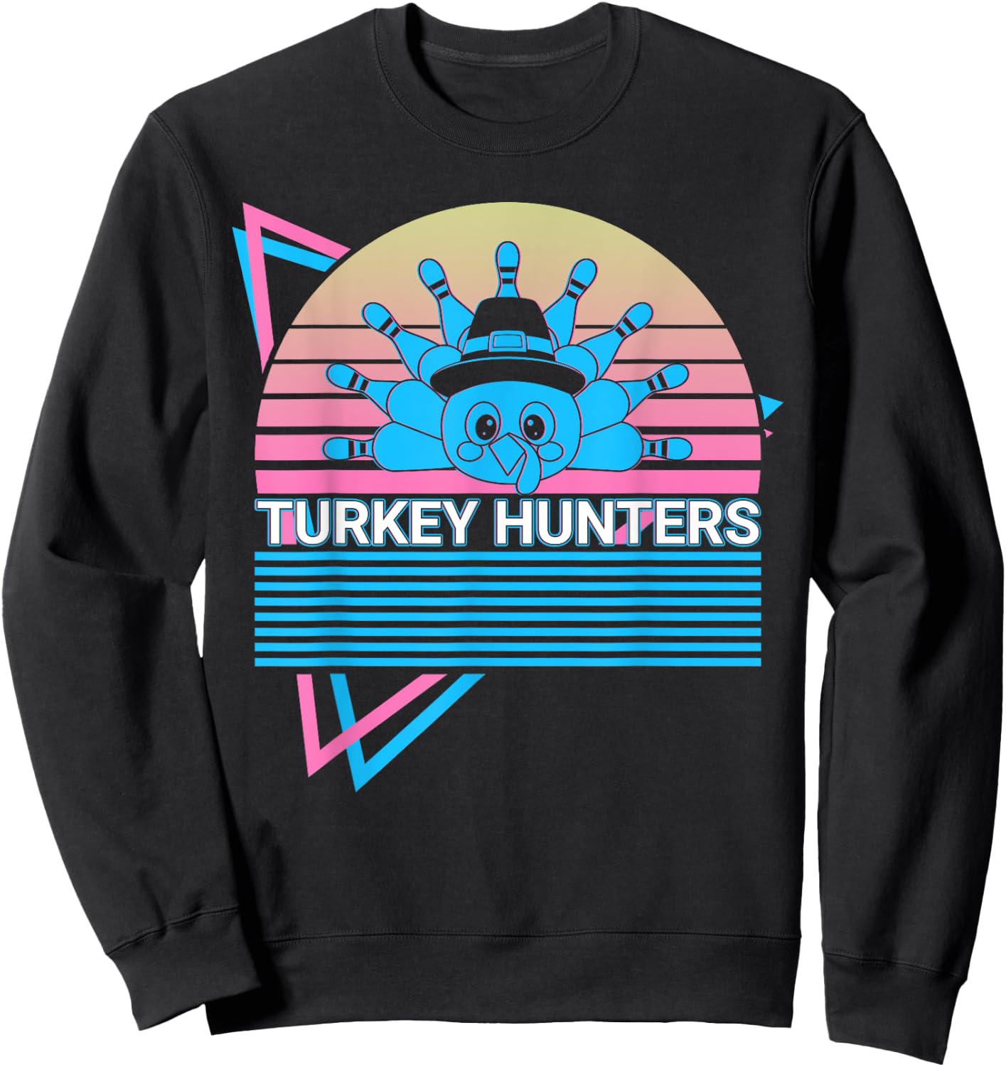 Funny Bowling Bowler Retro Turkey Hunters Sweatshirt - Sweatshirt | Black