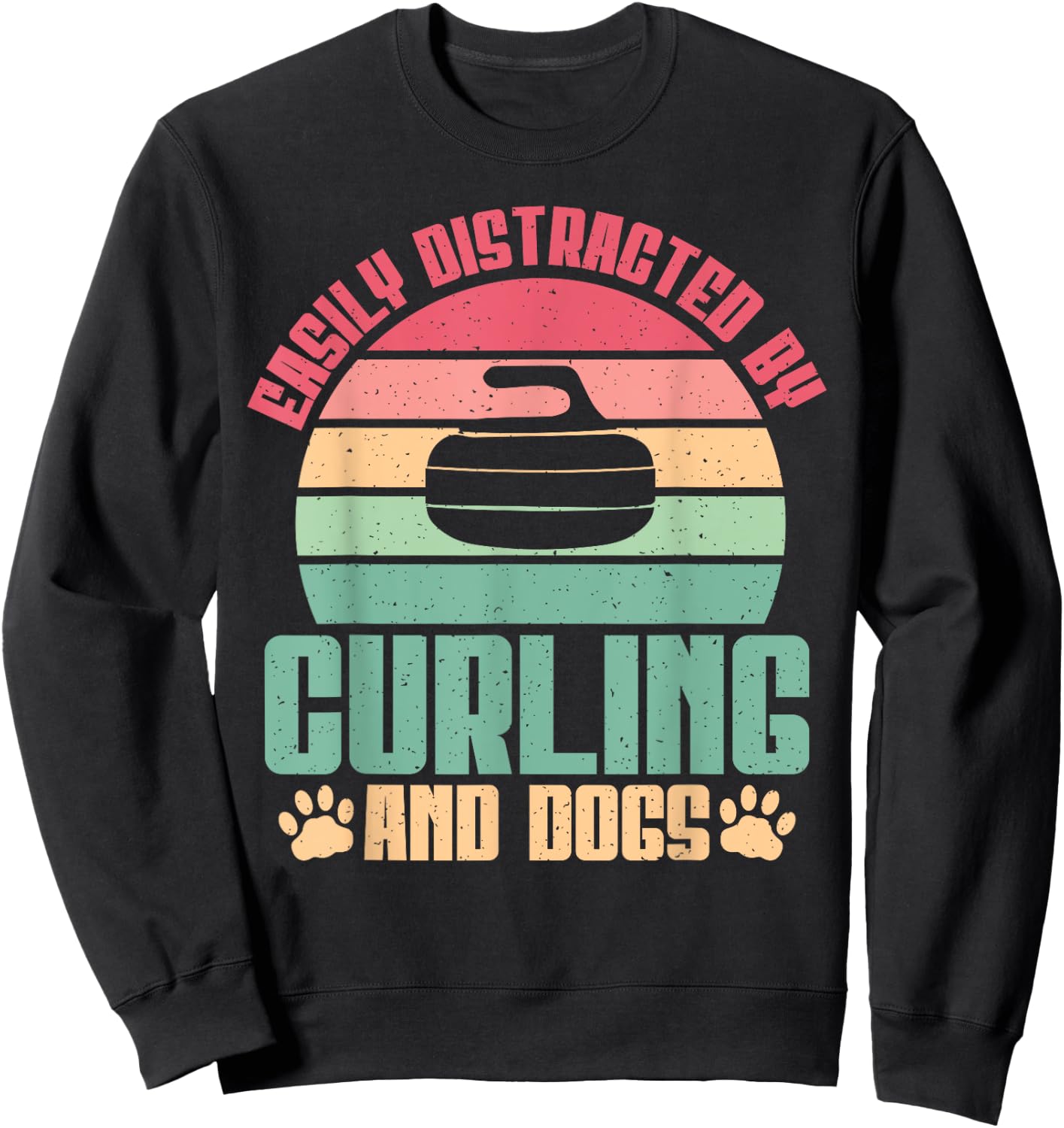 Easily distracted by Curling and Dogs Lover Curling Sweatshirt - Sweatshirt | Black