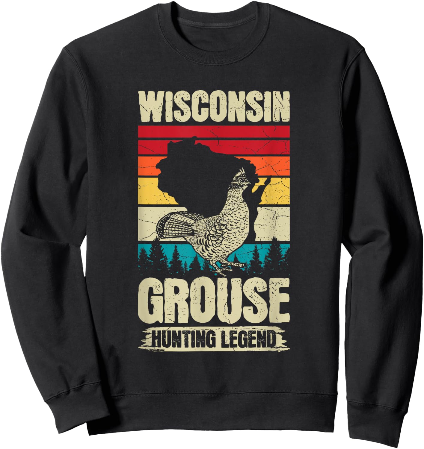 Wisconsin Grouse Hunting Design for a Ruffed Grouse expert Sweatshirt - Sweatshirt | Black