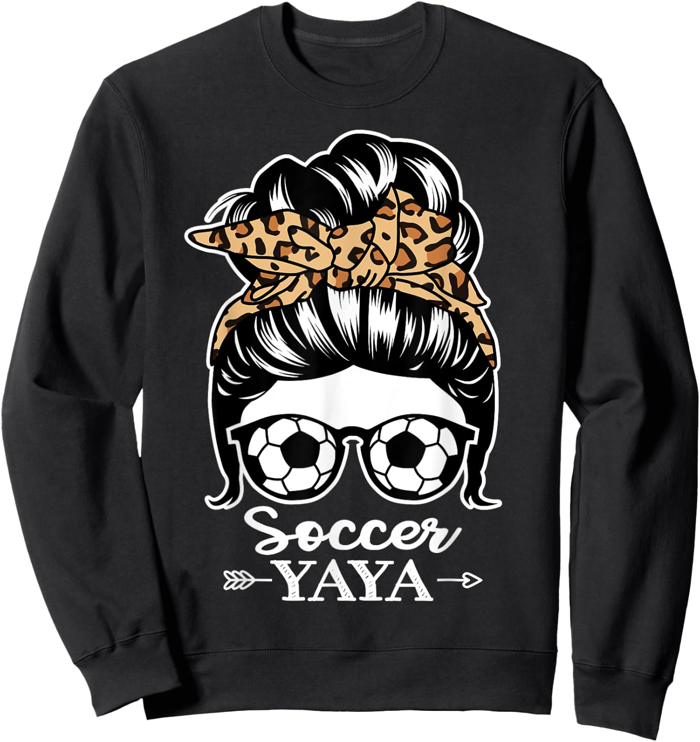 Soccer Yaya Messy Bun Hair Funny Soccer Player Yaya Sweatshirt - Sweatshirt | Black
