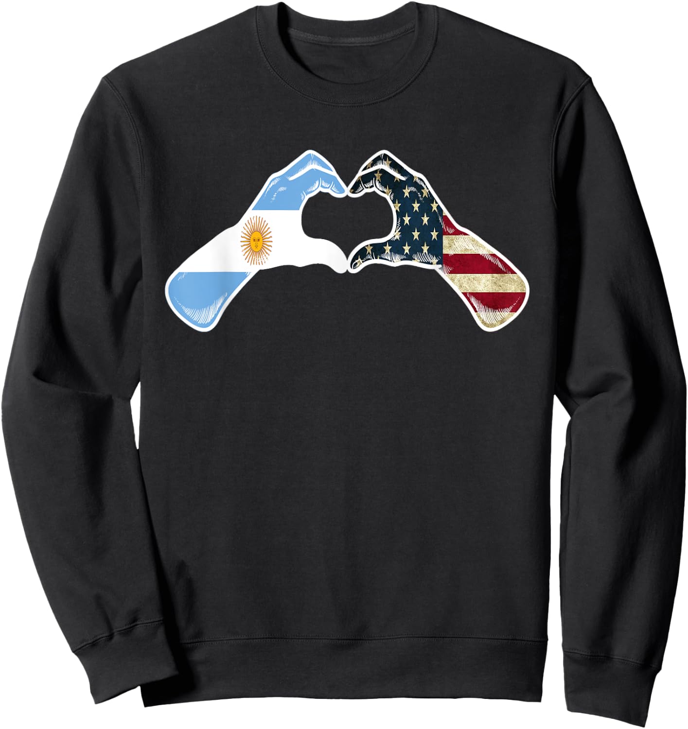 Argentine American USA Flag - USA Argentinian Heart Sweatshirt - Sweatshirt | Black