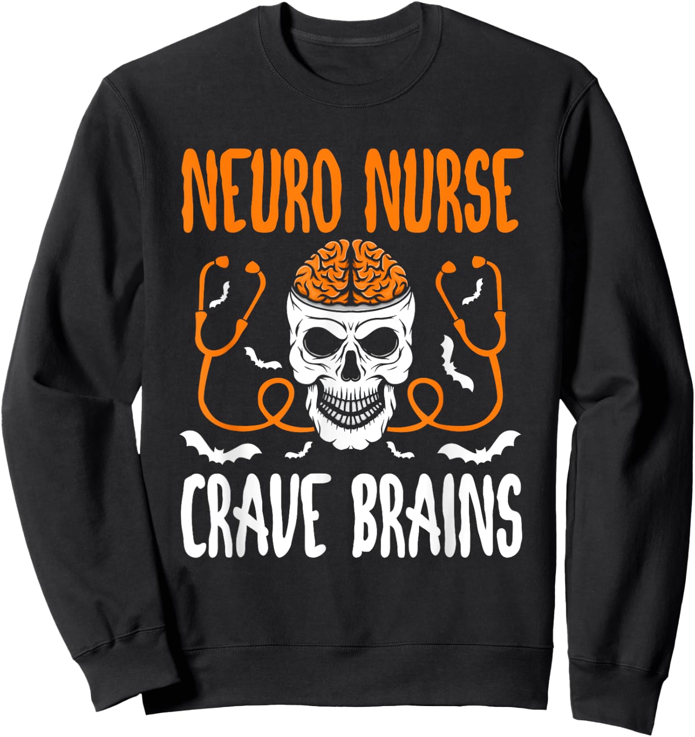 Neurosurgery Neurology Trauma ICU Halloween Neuro Nurse Sweatshirt - Sweatshirt | Black