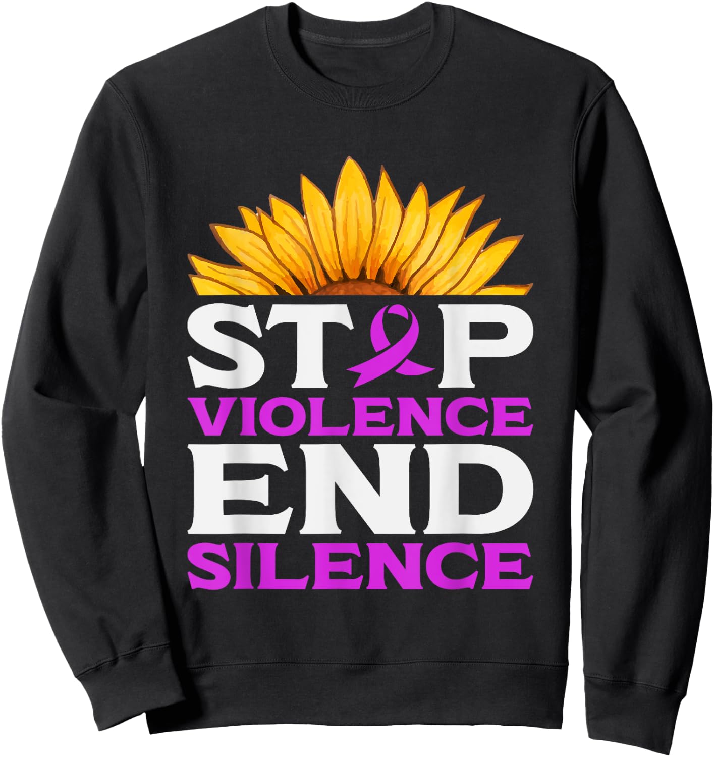 Stop Violence End Silence | Domestic Violence Awareness Sweatshirt - Sweatshirt | Black