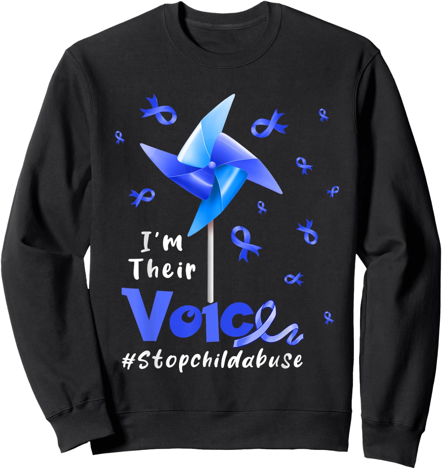 I'm Their Voice Stop Child Abuse Proud Prevention Awareness Sweatshirt - Sweatshirt | Black