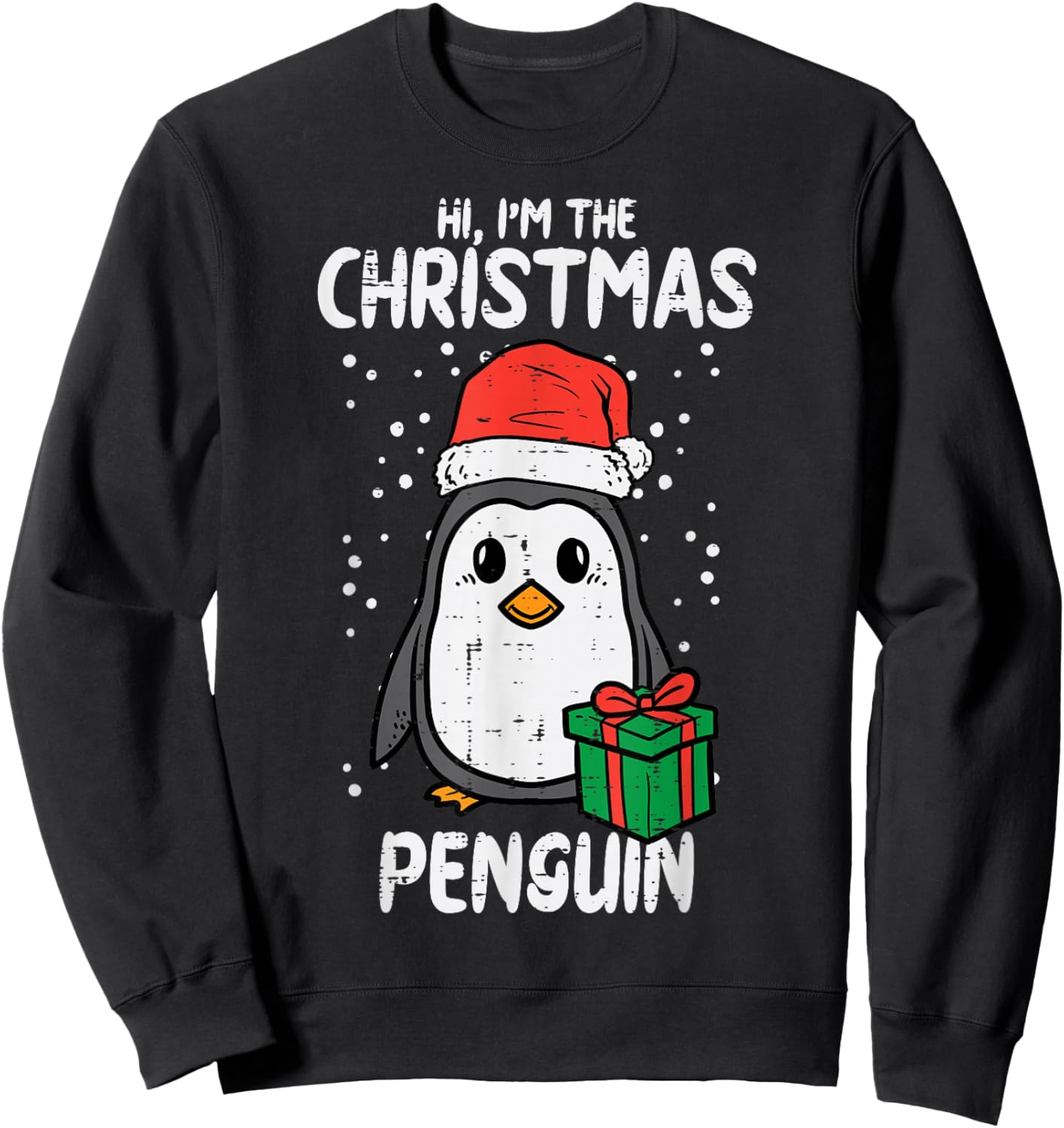 Christmas Penguin Santa Cute Xmas Men Women Boys Girls Kids Sweatshirt - Sweatshirt | Black