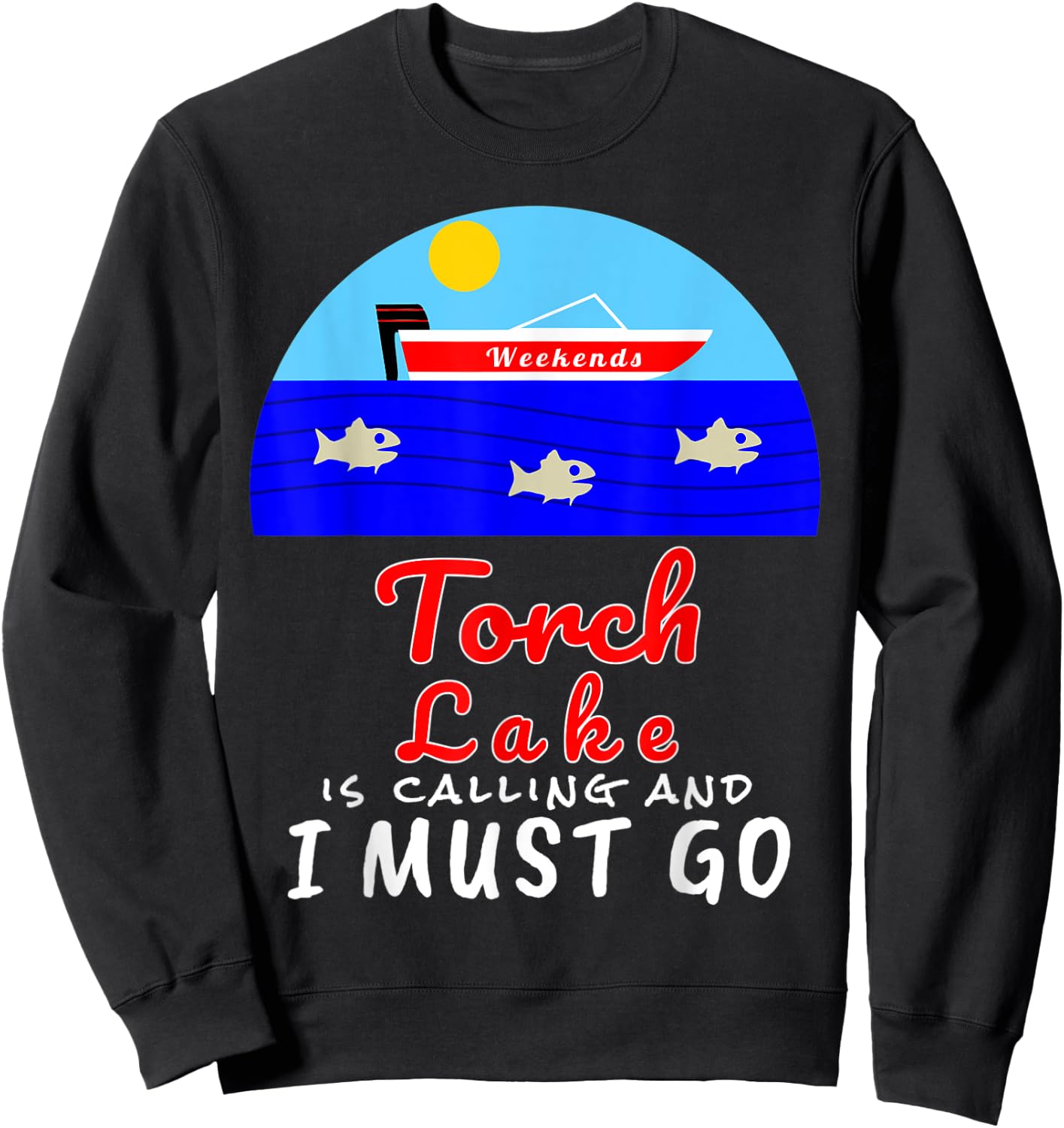 Torch Lake Michigan Shirt Souvenir Sweatshirt - Sweatshirt | Black