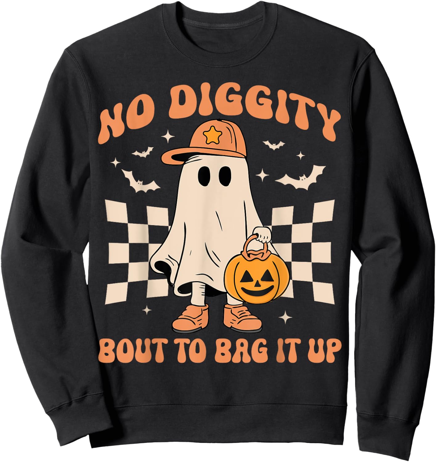 Halloween Ghost No Diggity Bout to Bag it Up Toddler Kids Sweatshirt - Sweatshirt | Black