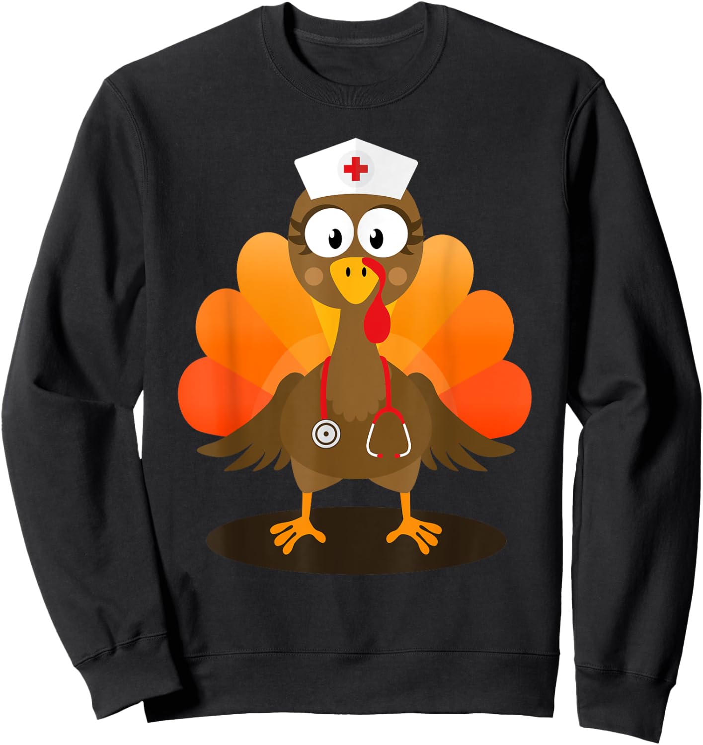 Funny nurse turkey for thanksgiving hospital nursing Sweatshirt - Sweatshirt | Black