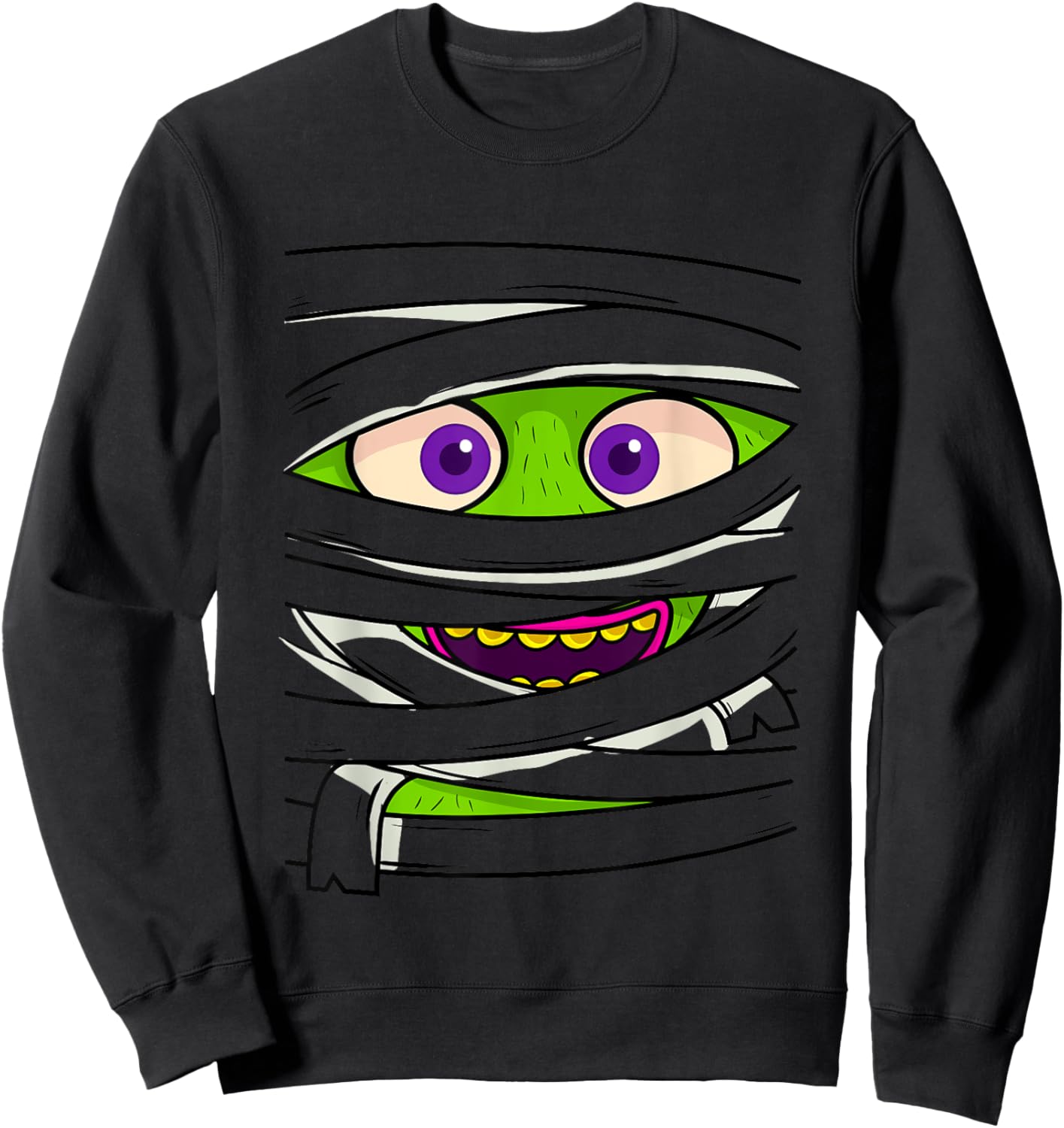 Mummy Wrap Eyes Costume Funny Scary Halloween Men Women Kids Sweatshirt - Sweatshirt | Black