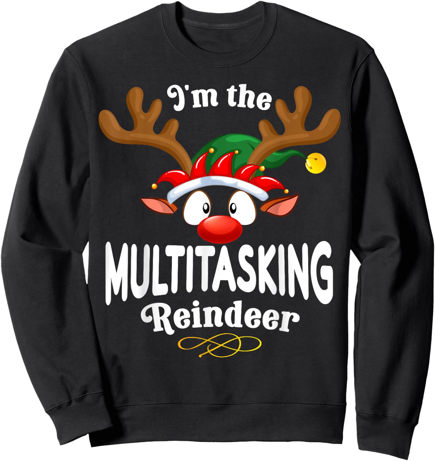 Christmas PJS Multitasking XMas Reindeer Matching Sweatshirt - Sweatshirt | Black