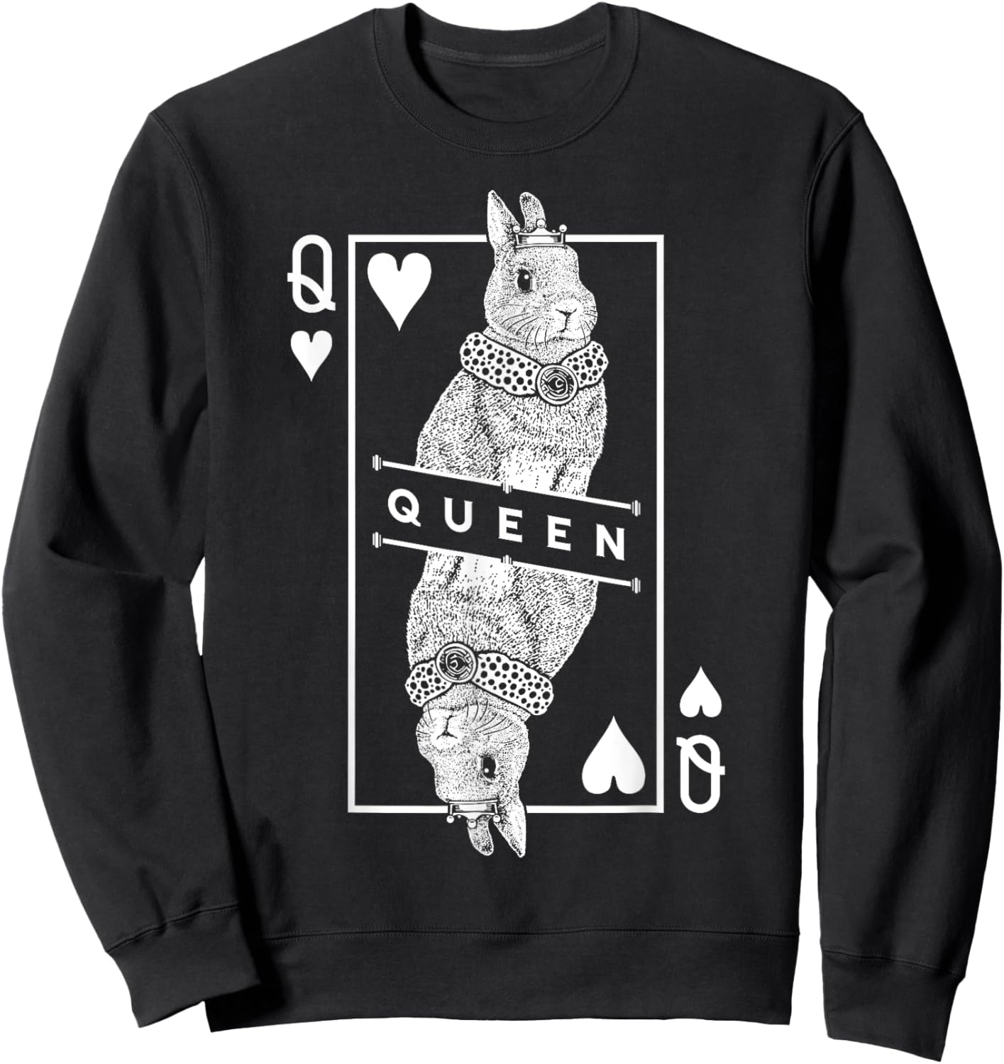 Netherland Dwarf Bunny Rabbit Queen Of Hearts Funny Pet Sweatshirt - Sweatshirt | Black