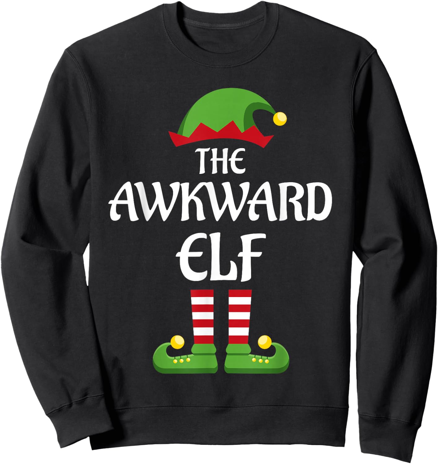 Awkward Elf Family Matching Group Christmas Sweatshirt - Sweatshirt | Black