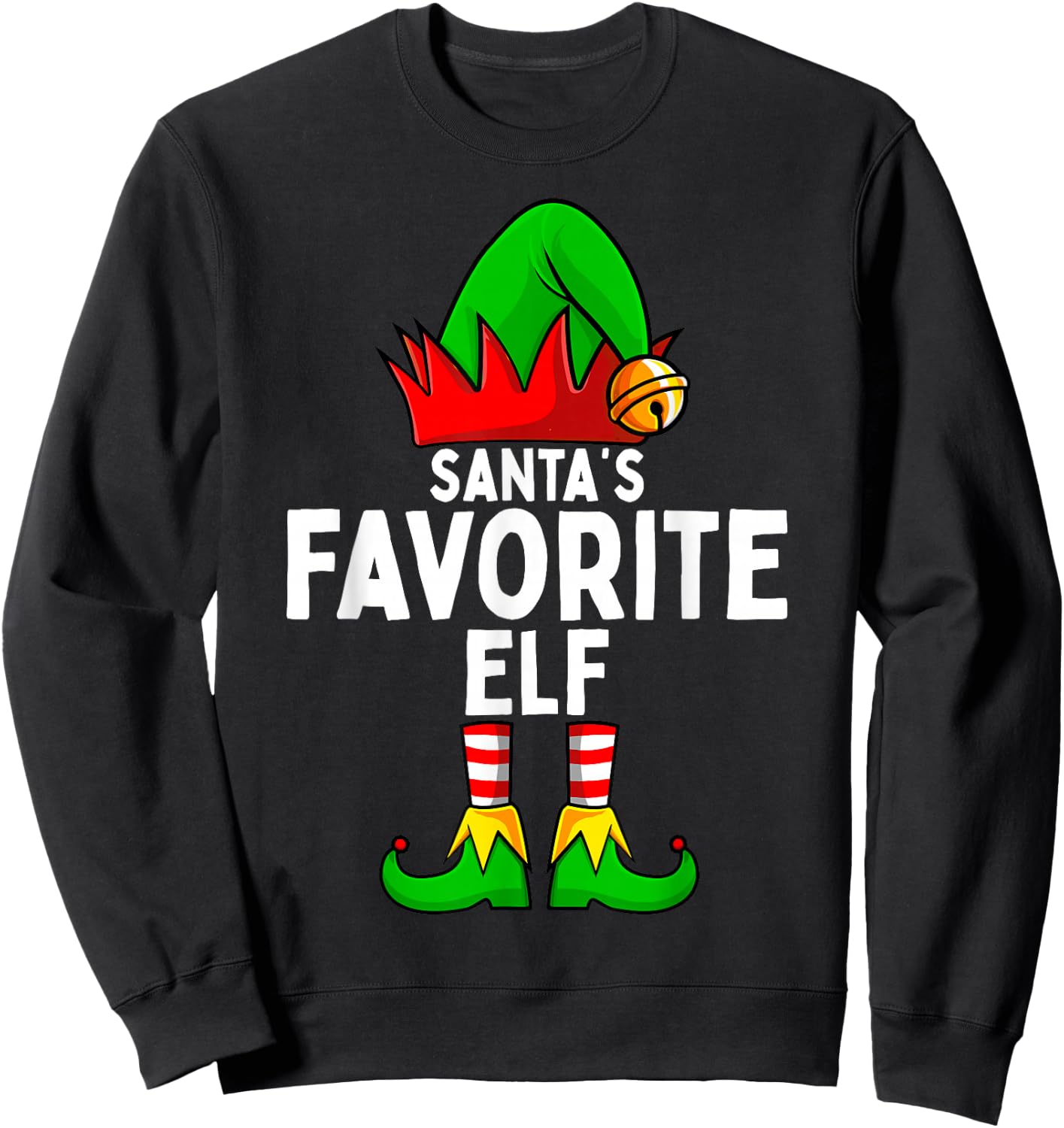 Santa's Favorite Elf Matching Family Christmas Sweatshirt - Sweatshirt | Black