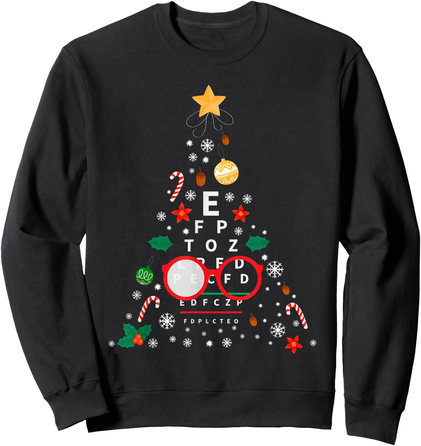 Christmas Tree Optician Optometrist | Merry Xmas New Year Sweatshirt - Sweatshirt | Black