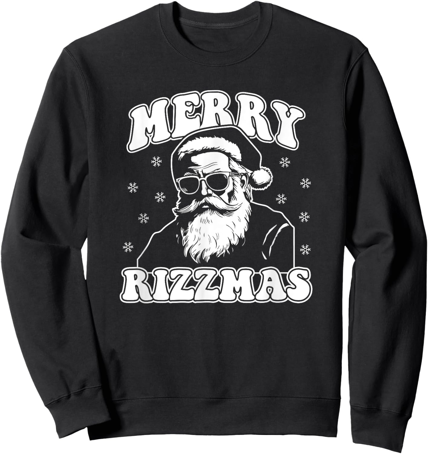 Merry Rizzmas Funny Christmas Rizz Santa Claus Rizzler Sweatshirt - Sweatshirt | Black