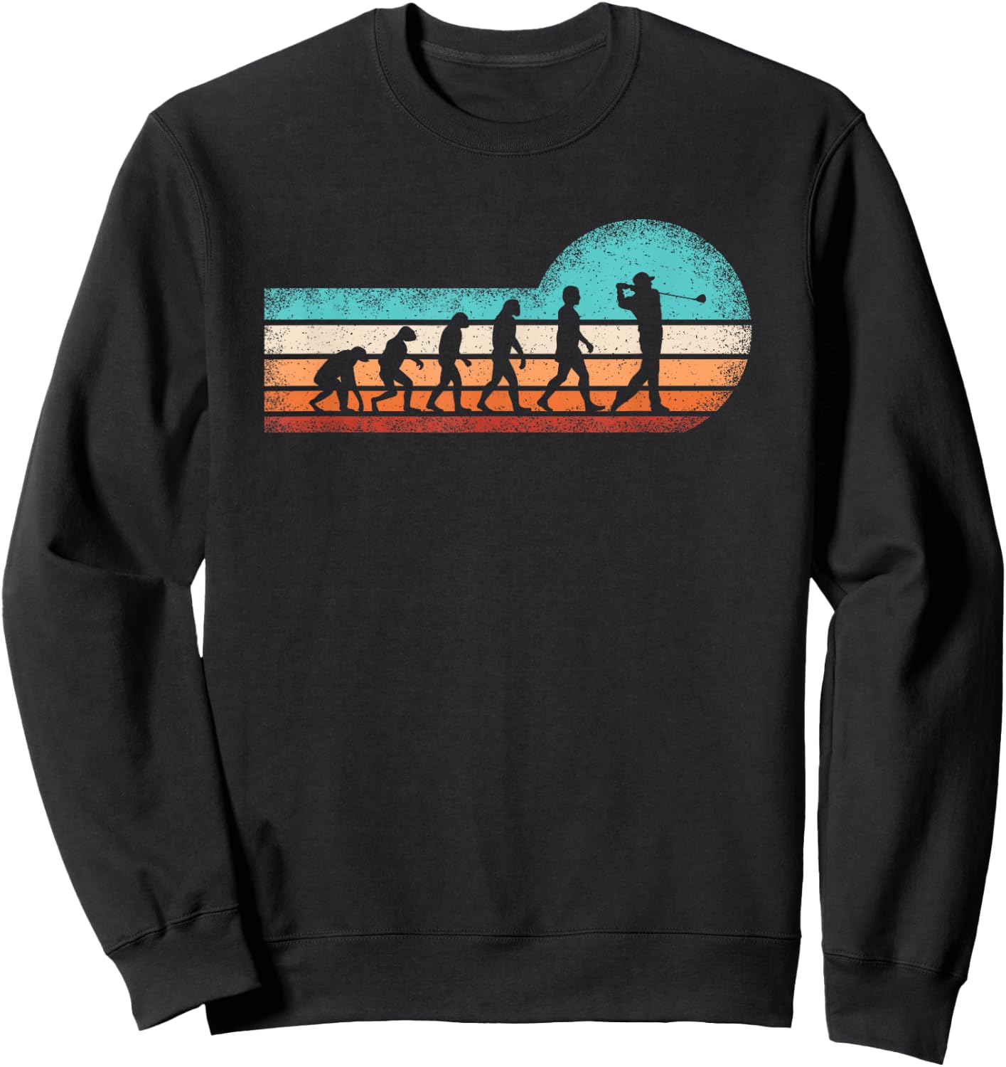 Funny Golf Evolution Retro Golf Lover Golfer Men Sweatshirt - Sweatshirt | Black