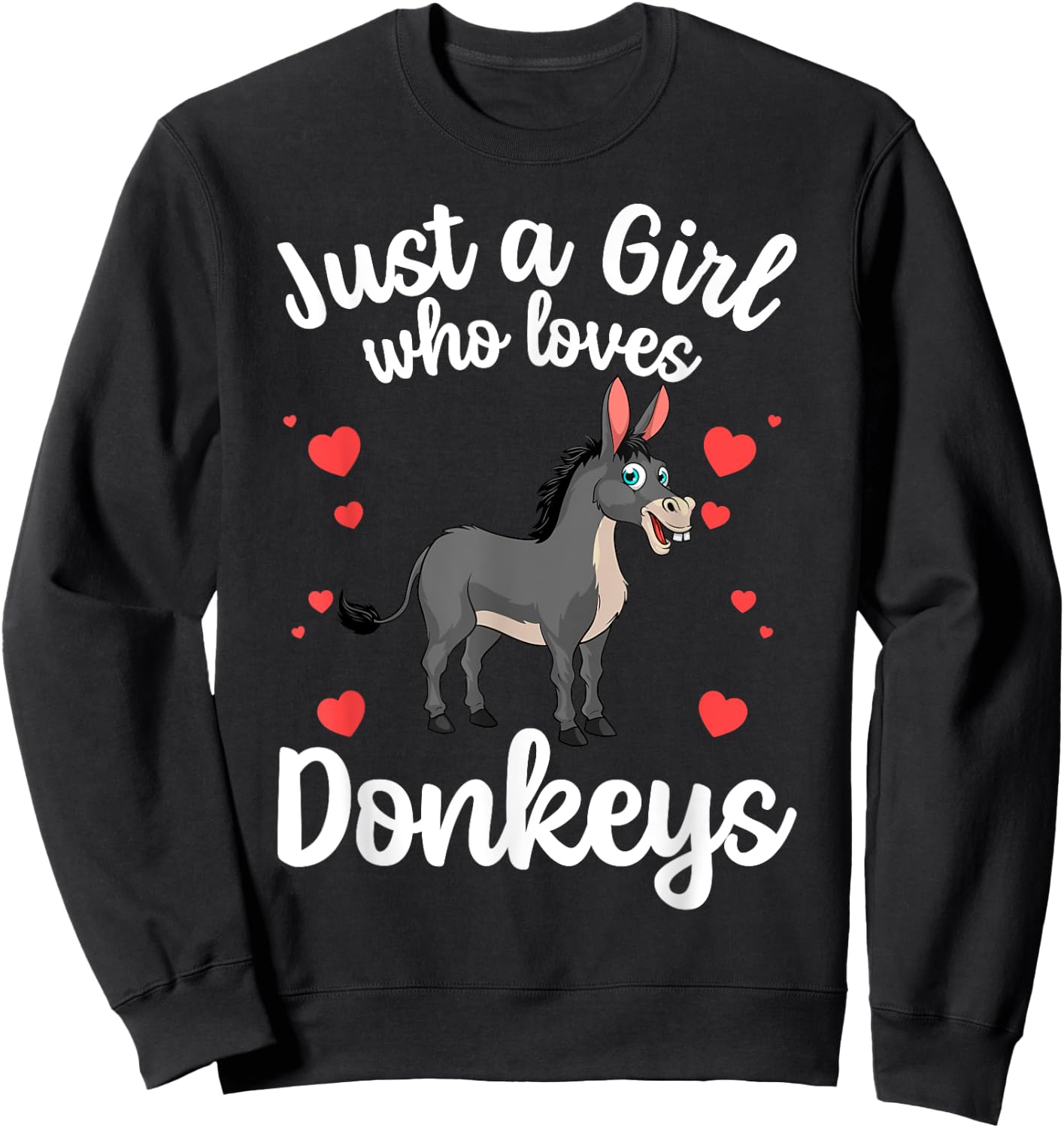 Cute Donkey Design For Girls Women Donkey Lover Foal Animal Sweatshirt - Sweatshirt | Black