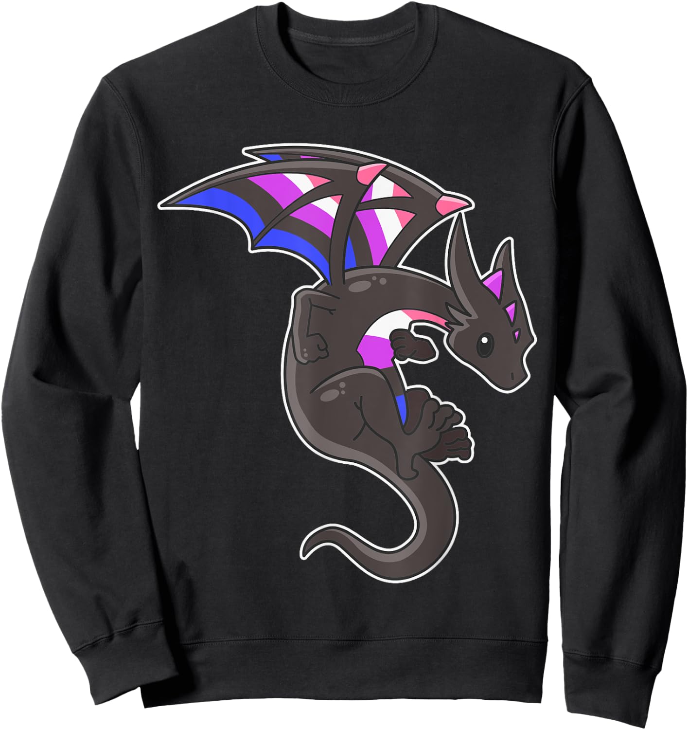 Epic Dragon with Genderfluid Pride Flag Colours Sweatshirt - Sweatshirt | Black