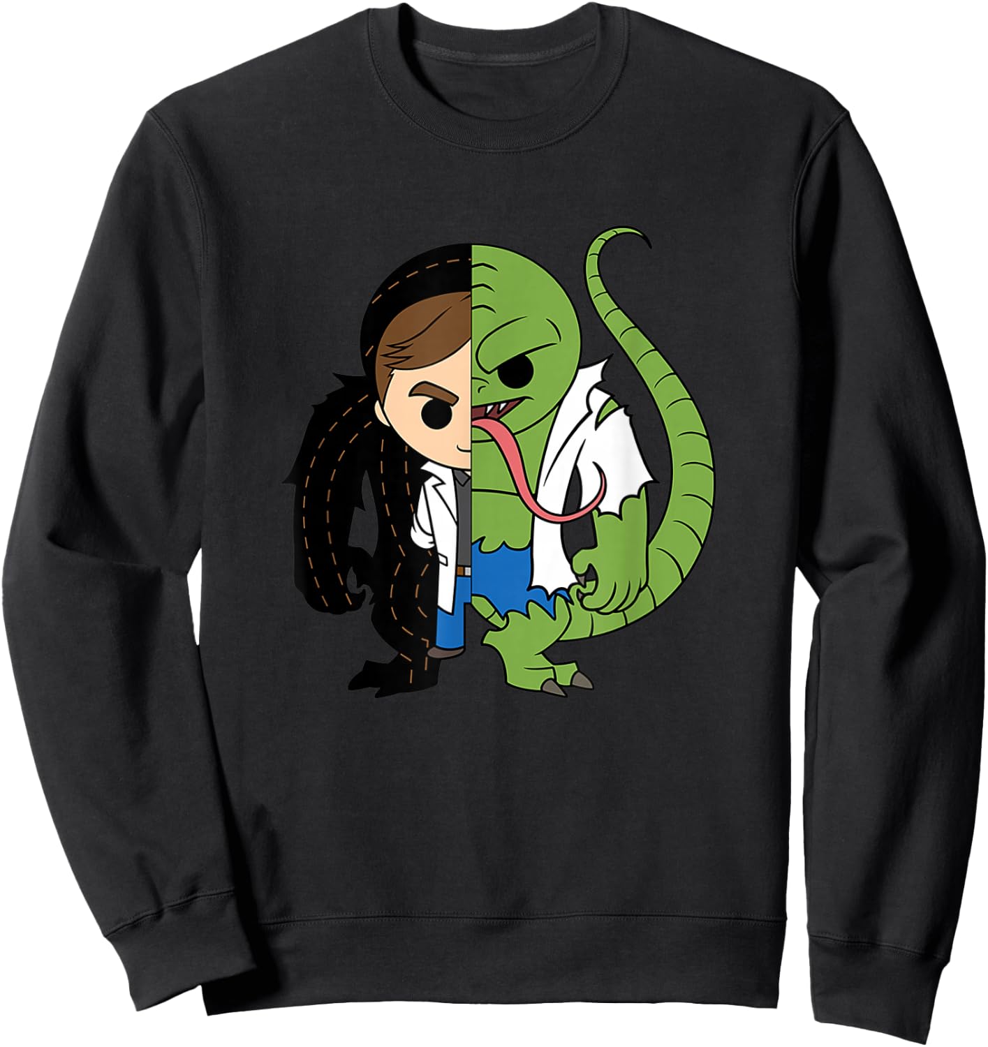 Marvel Comics Retro Classic Lizard Dr. Connors Chibi Style Sweatshirt - Sweatshirt | Black