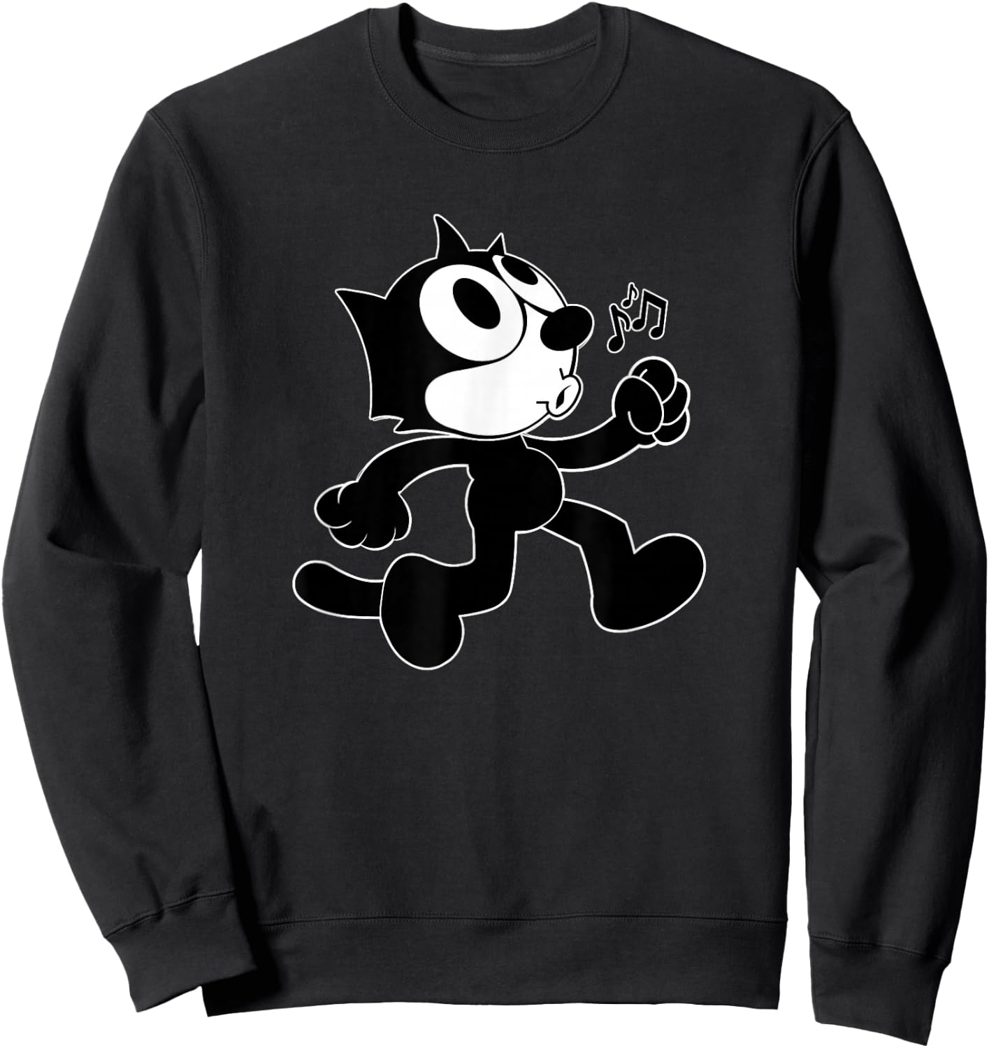 Felix Cartoon Whistling and Walking Music Notes Felix Sweatshirt - Sweatshirt | Black