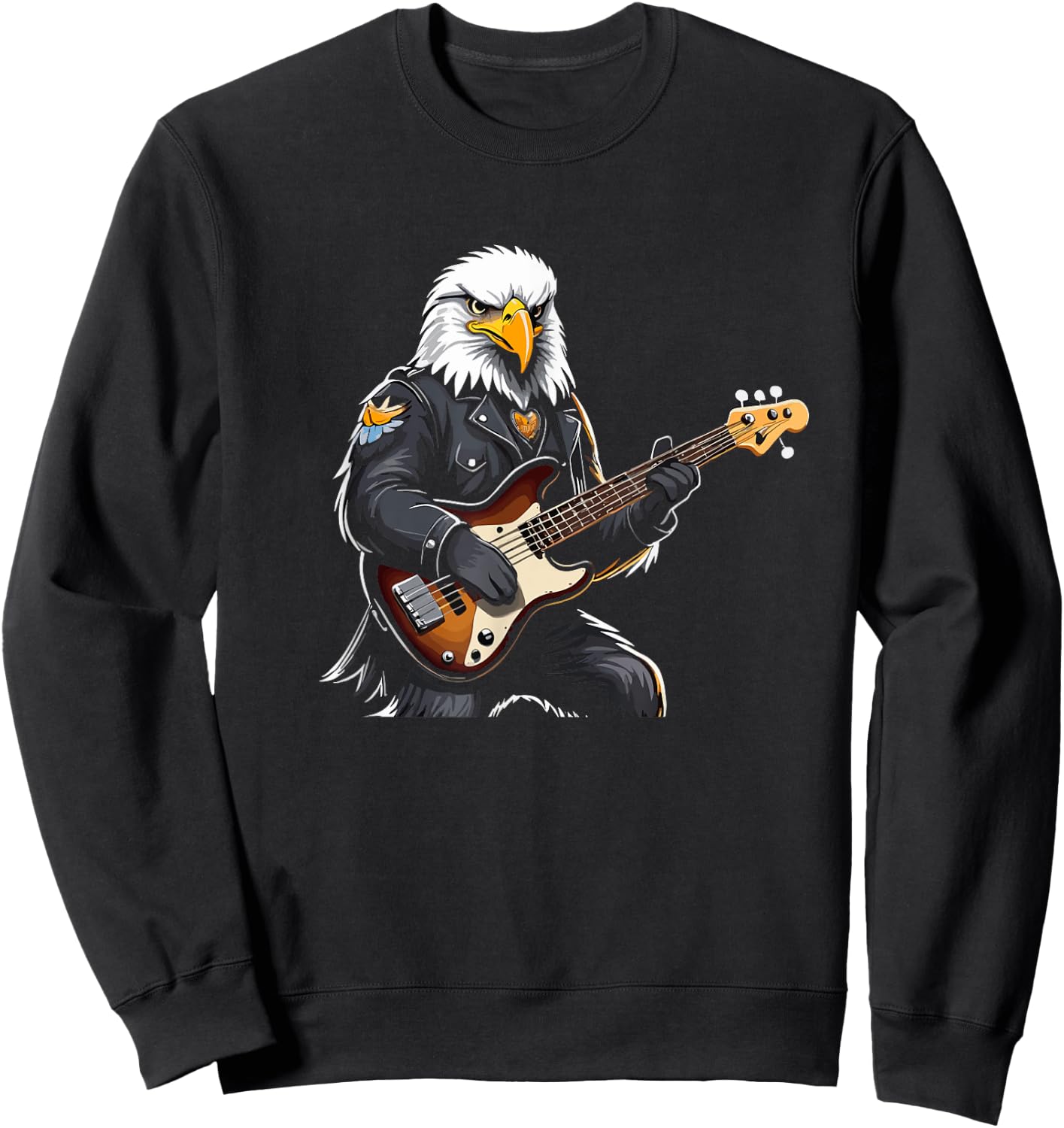 Eagle playing Electric Guitar, Eagle Guitarist Sweatshirt - Sweatshirt | Black