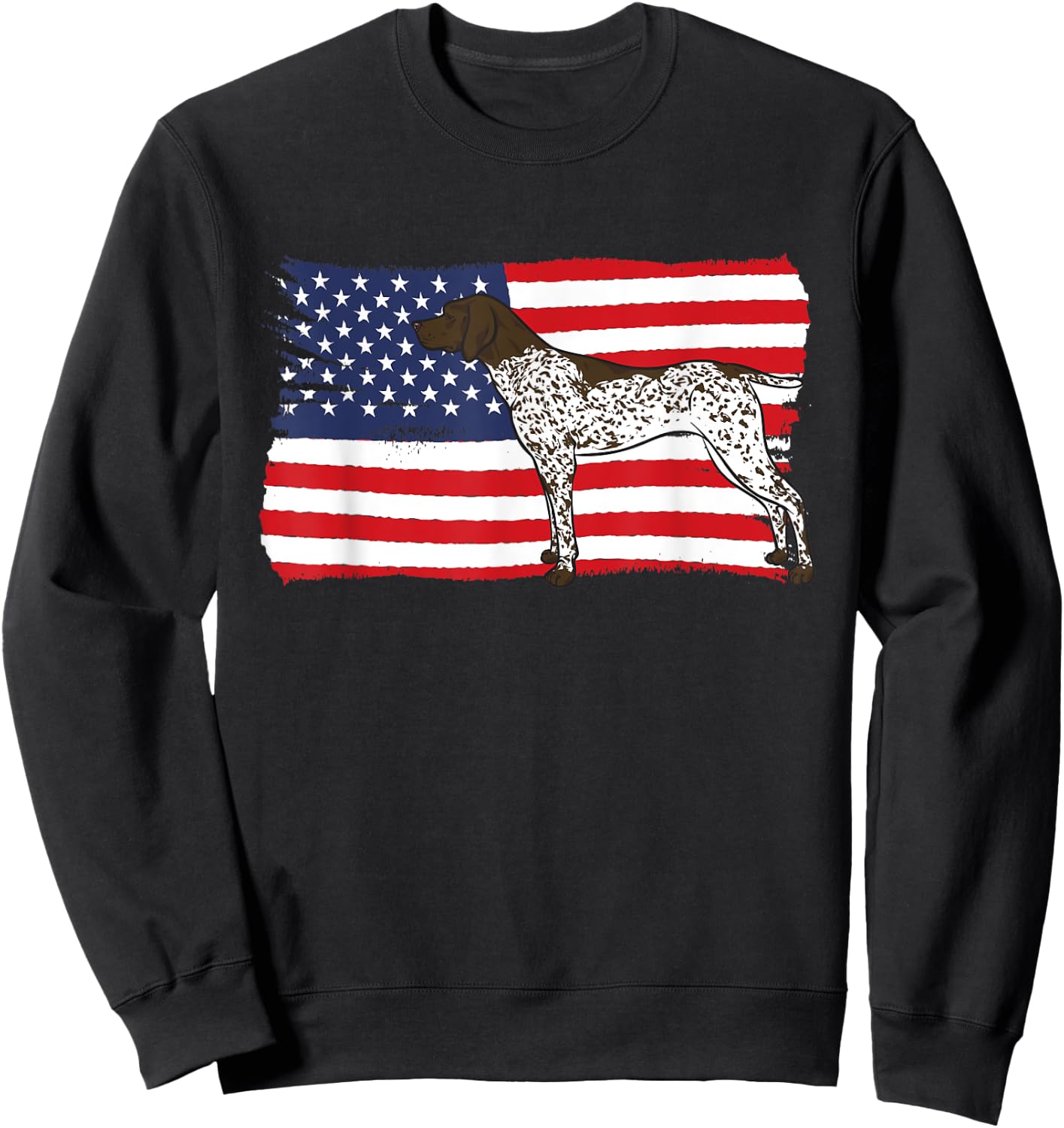 German Shorthaired Pointer Patriotic American Flag GSP Dog Sweatshirt - Sweatshirt | Black