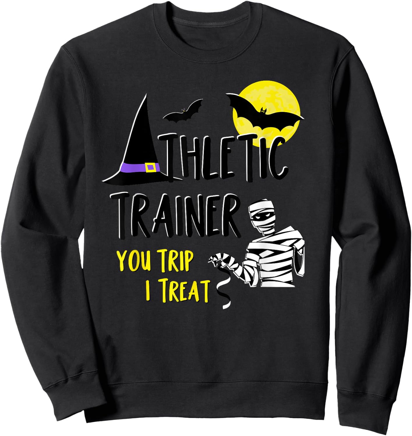 Certified Athletic Trainer AT Grad Student Designs Athletic Trainer Halloween AT Athletic Training Cool Costume Sweatshirt - Sweatshirt | Black