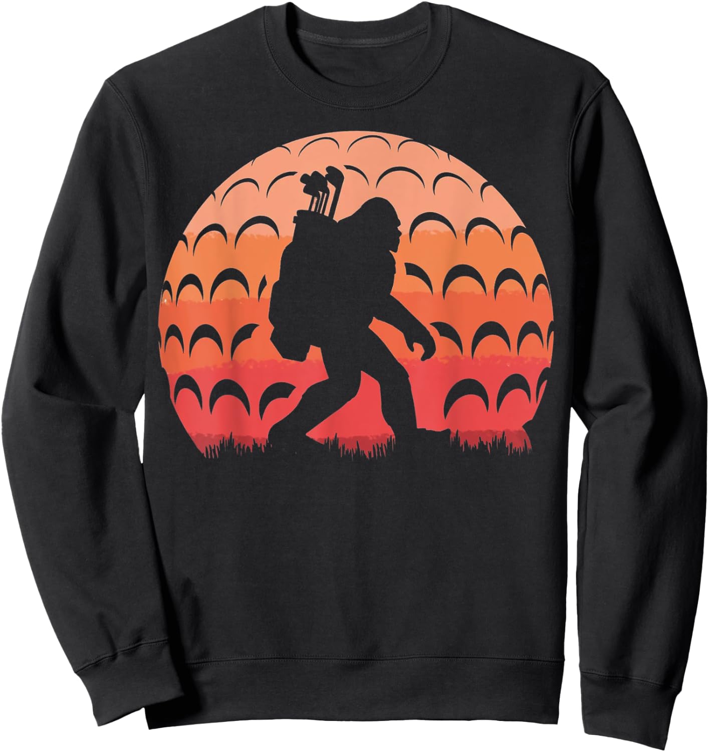 Vintage Retro Bigfoot Golf Golfer Sasquatch Sweatshirt - Sweatshirt | Black