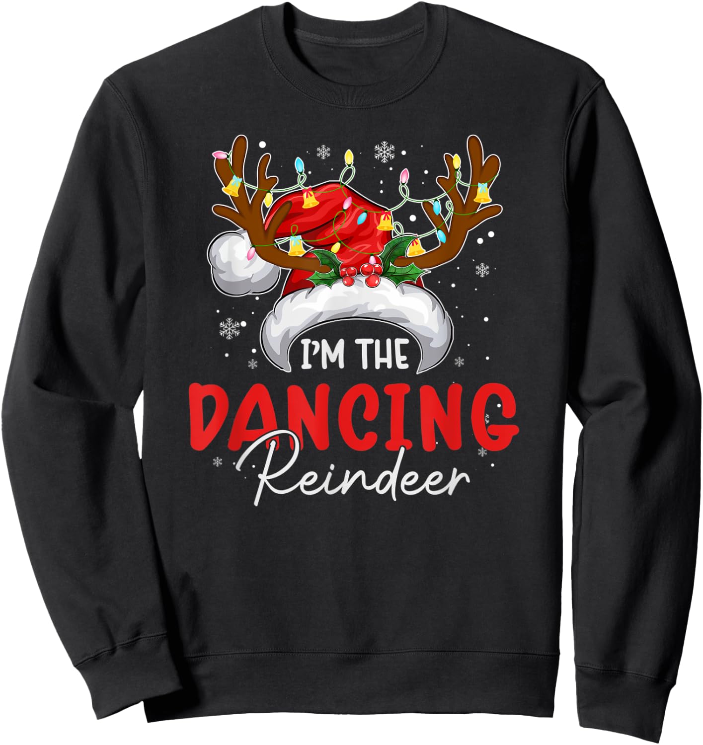 mb I'm The Dancing Reindeer Christmas Funny Family Pajamas Sweatshirt - Sweatshirt | Black