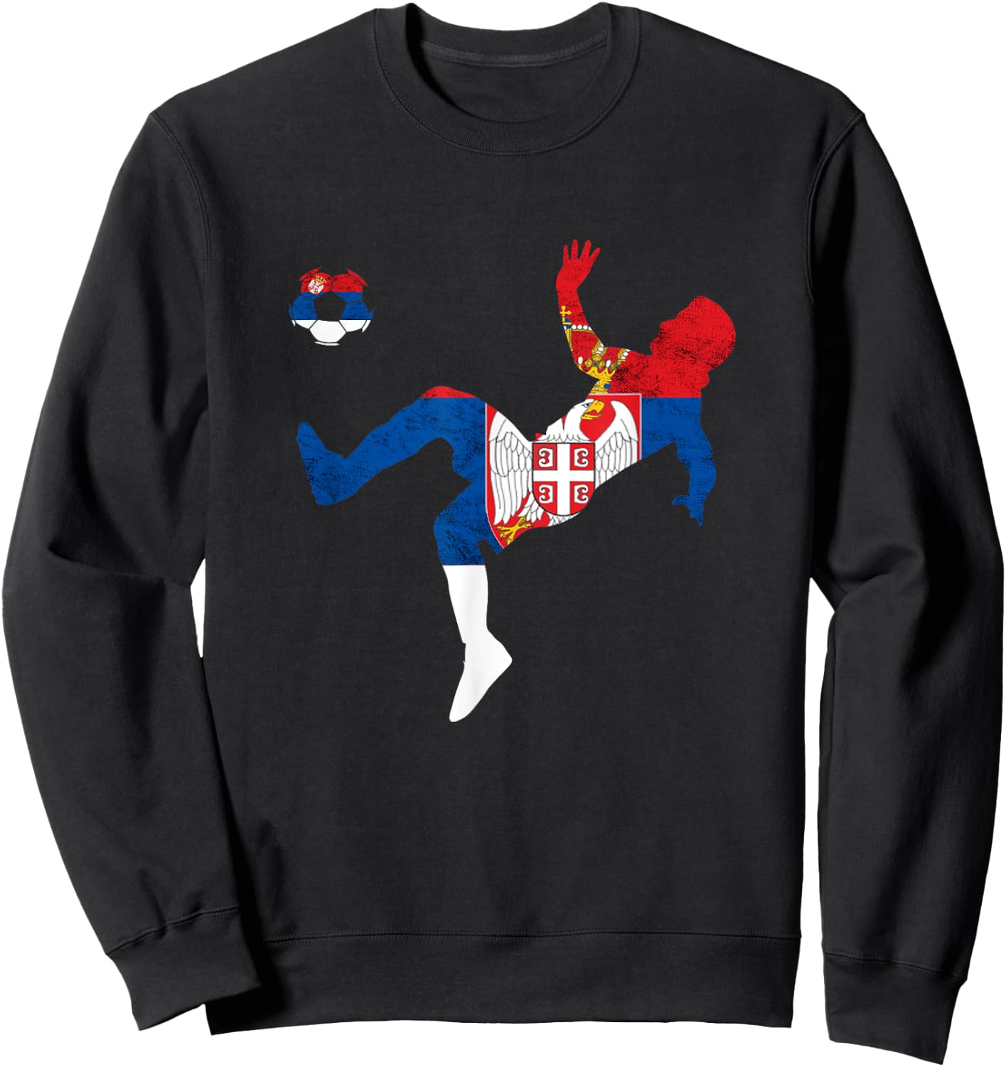 Serbia Flag Emblem Serbian Soccer Player Serbian Pride Sweatshirt - Sweatshirt | Black