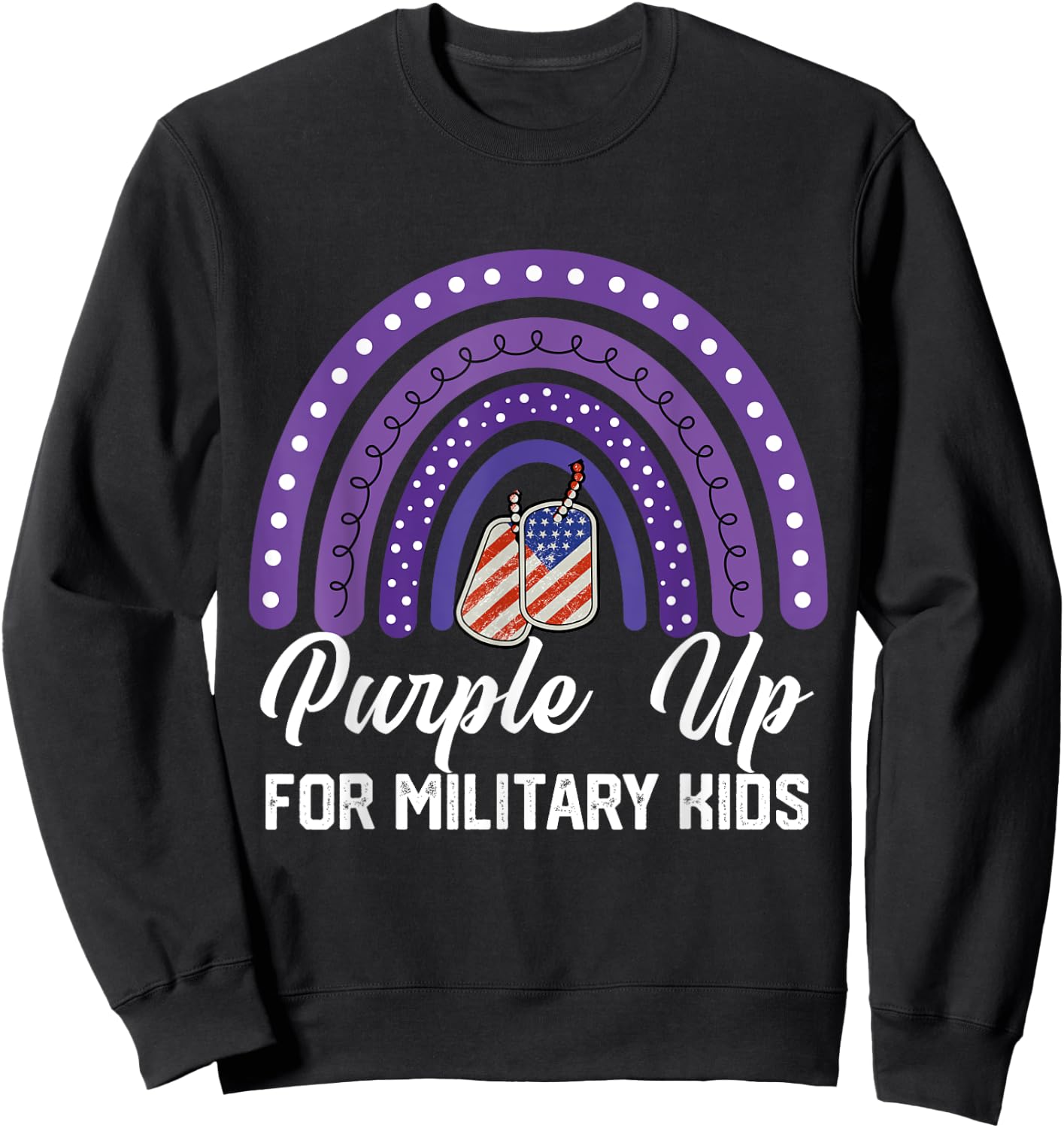 Purple up for Military Kids Rainbow Sweatshirt - Sweatshirt | Black