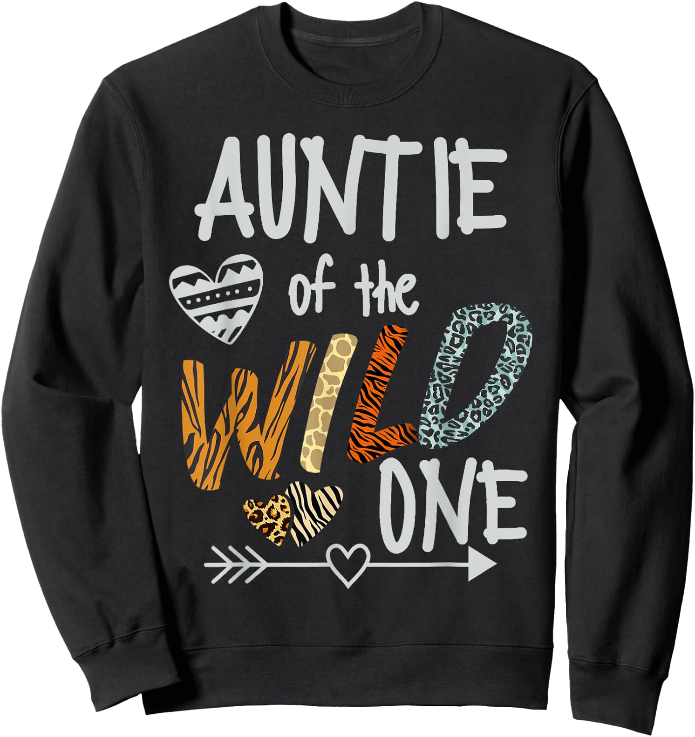 Auntie of The Wild One Animal Safari 1st Birthday Theme Sweatshirt - Sweatshirt | Black