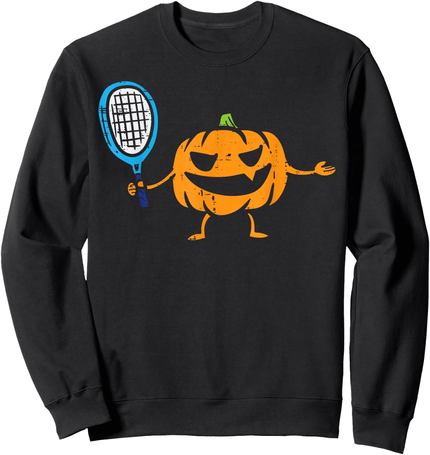 Pumpkin Playing Tennis Jackolantern Halloween Costume Sports Sweatshirt - Sweatshirt | Black