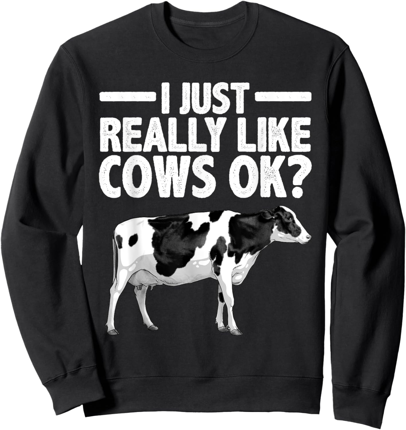 Funny Cow Art Women Cattle Farming Dairy Cow Lover Sweatshirt - Sweatshirt | Black