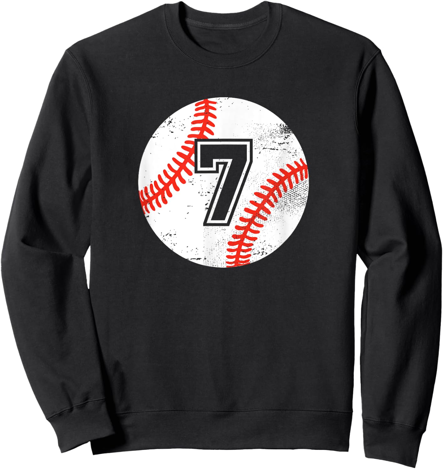 Baseball Player #7 Baseball Mom Dad Jersey Number 7 Vintage Sweatshirt - Sweatshirt | Black
