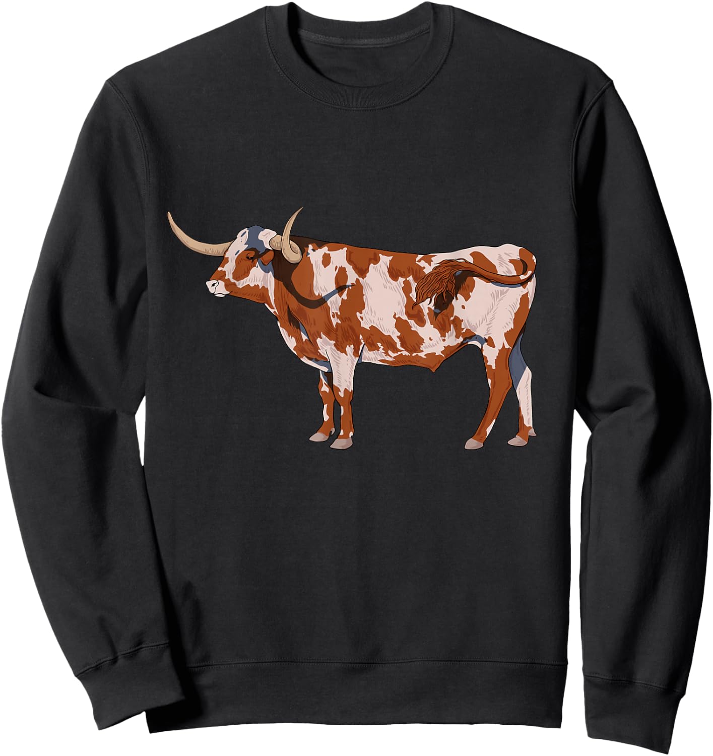 Drawing of a Longhorn Beef Sweatshirt - Sweatshirt | Black