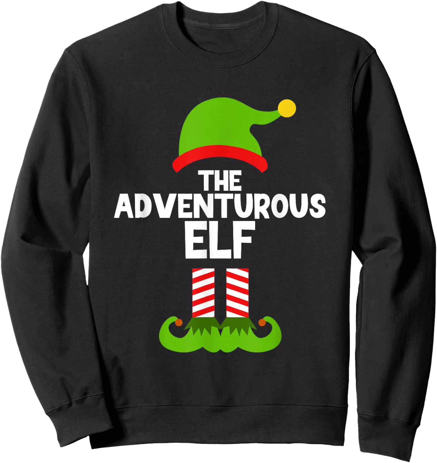 Funny The Adventurous Elf Christmas Family Pajama Adventure Sweatshirt - Sweatshirt | Black