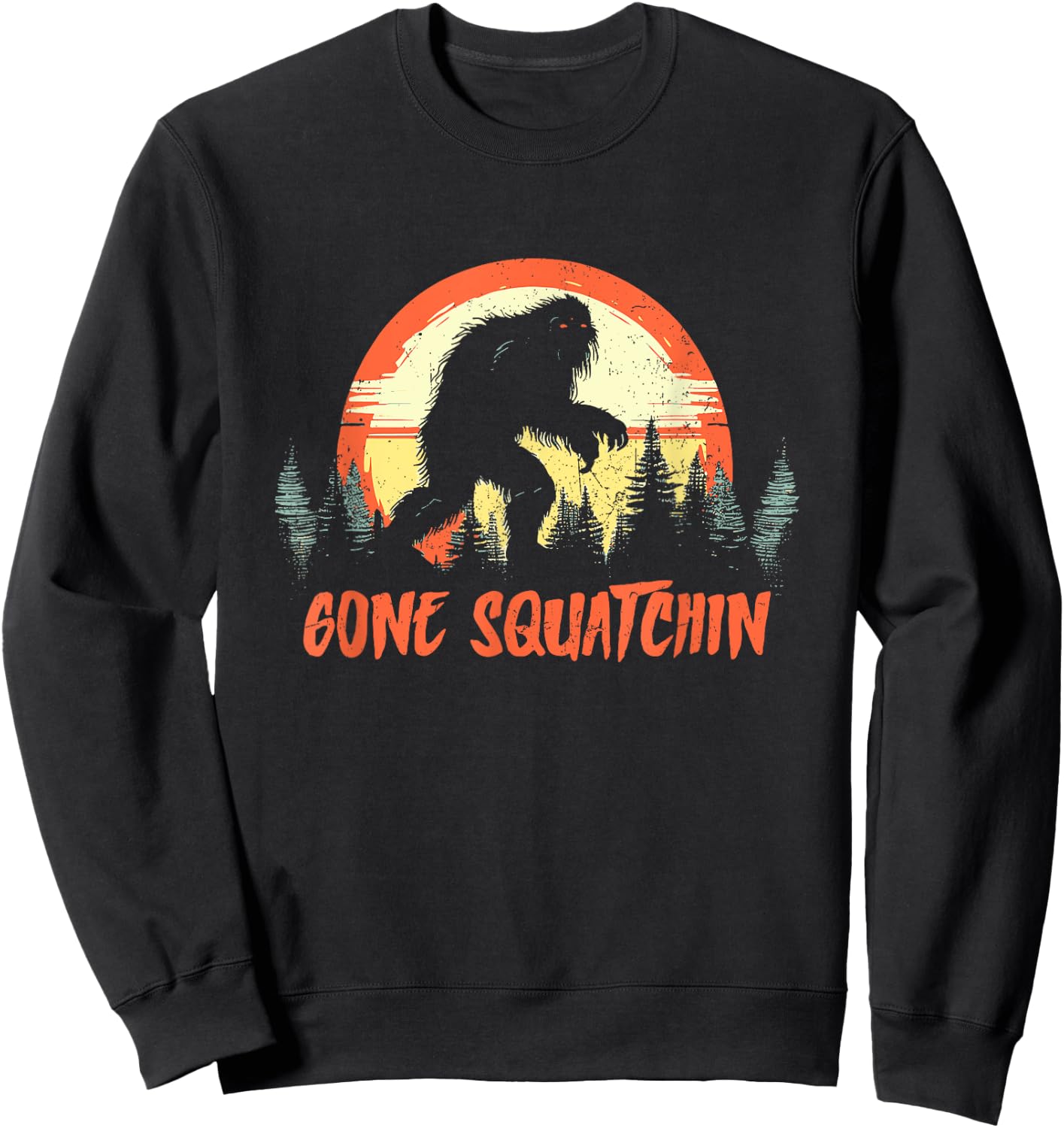 Gone Squatchin - Funny Vintage Bigfoot Hunter Sasquatch Sweatshirt - Sweatshirt | Black