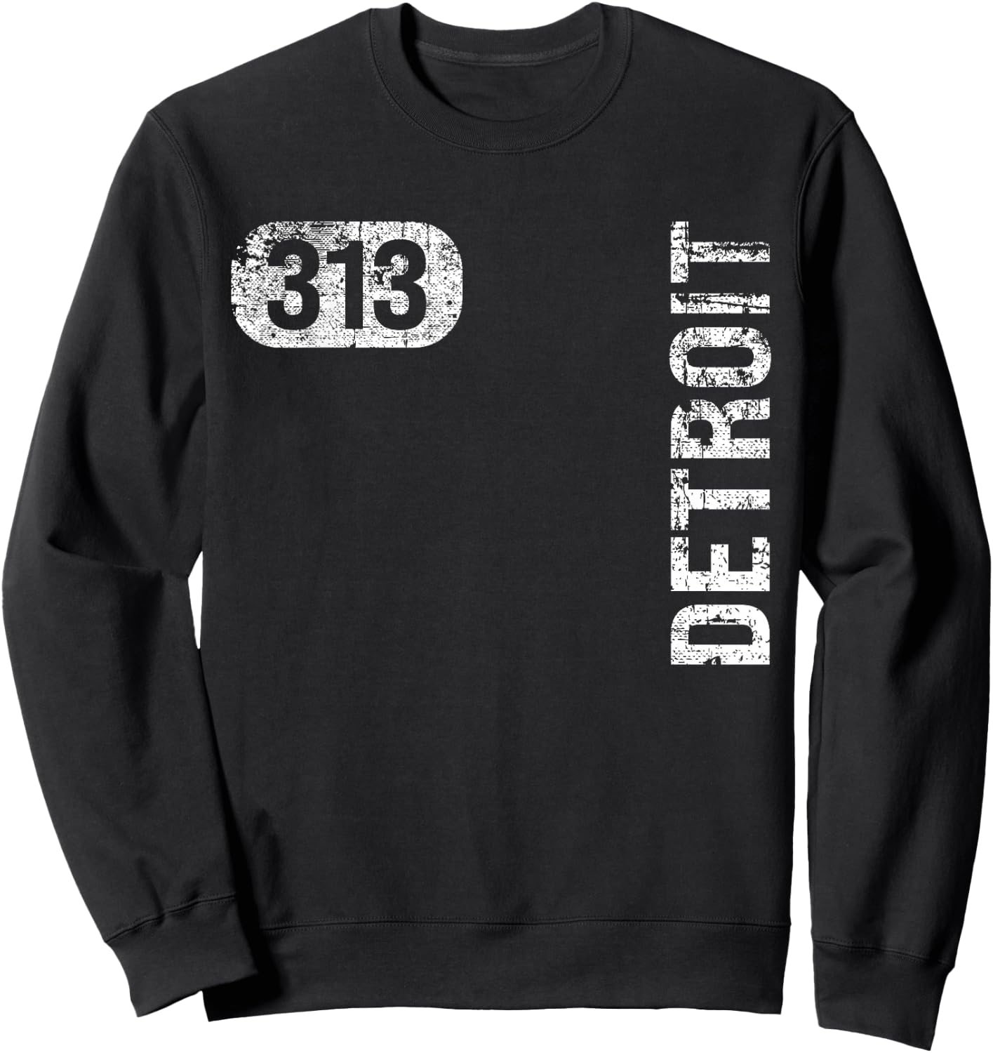 MI Hometown Love Retro Souvenir Apparel Detroit Michigan 313 Area Code Vintage Retro -Adult Black Small Classic Fit Short Sleeve Sweatshirt - Sweatshirt | Black