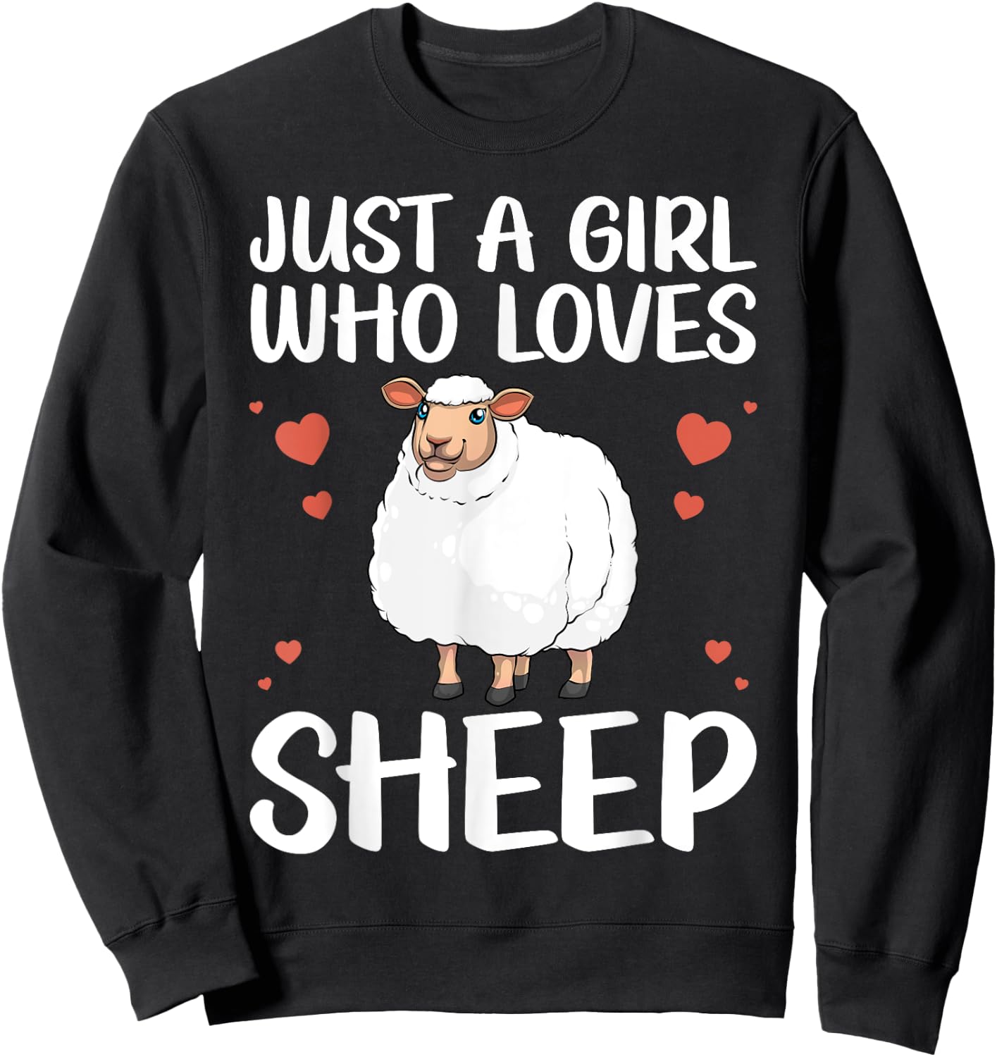 Cool Sheep Girls Kids Love Lamb Sheep Lover Farmer Sweatshirt - Sweatshirt | Black